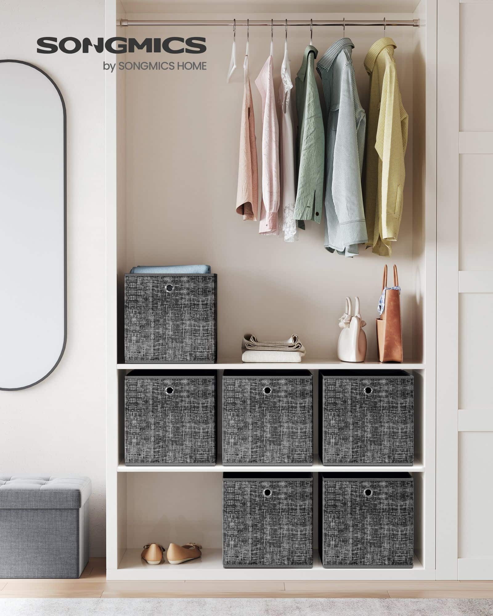 Aufbewahrungsbox 33cm 6er-Set schwarz meliert-RFB033B01