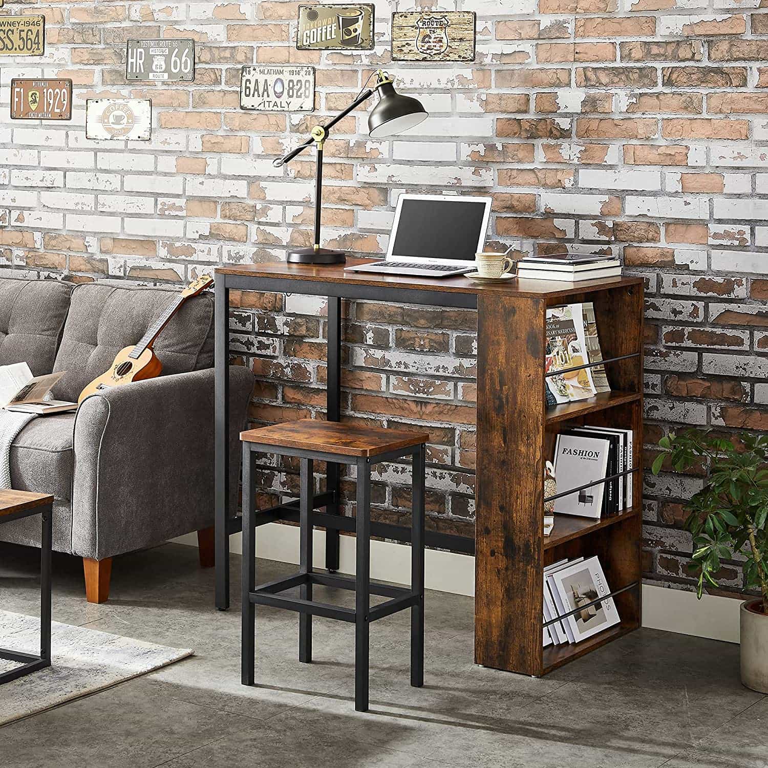 LBT016B01-3CtfnpN45s4QJF Industrie-Design Bartisch mit Regal