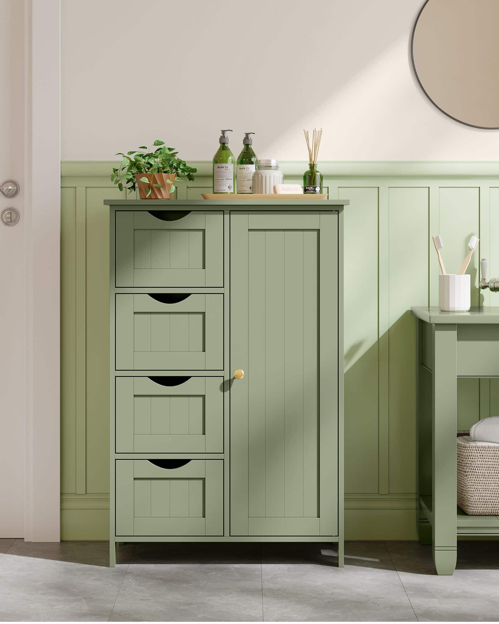 Badezimmerschrank 4 Schubladen 30 x 55 x 82 cm waldgrün Badezimmerschrank 4 Schubladen 30 x 55 x 82 cm waldgrün