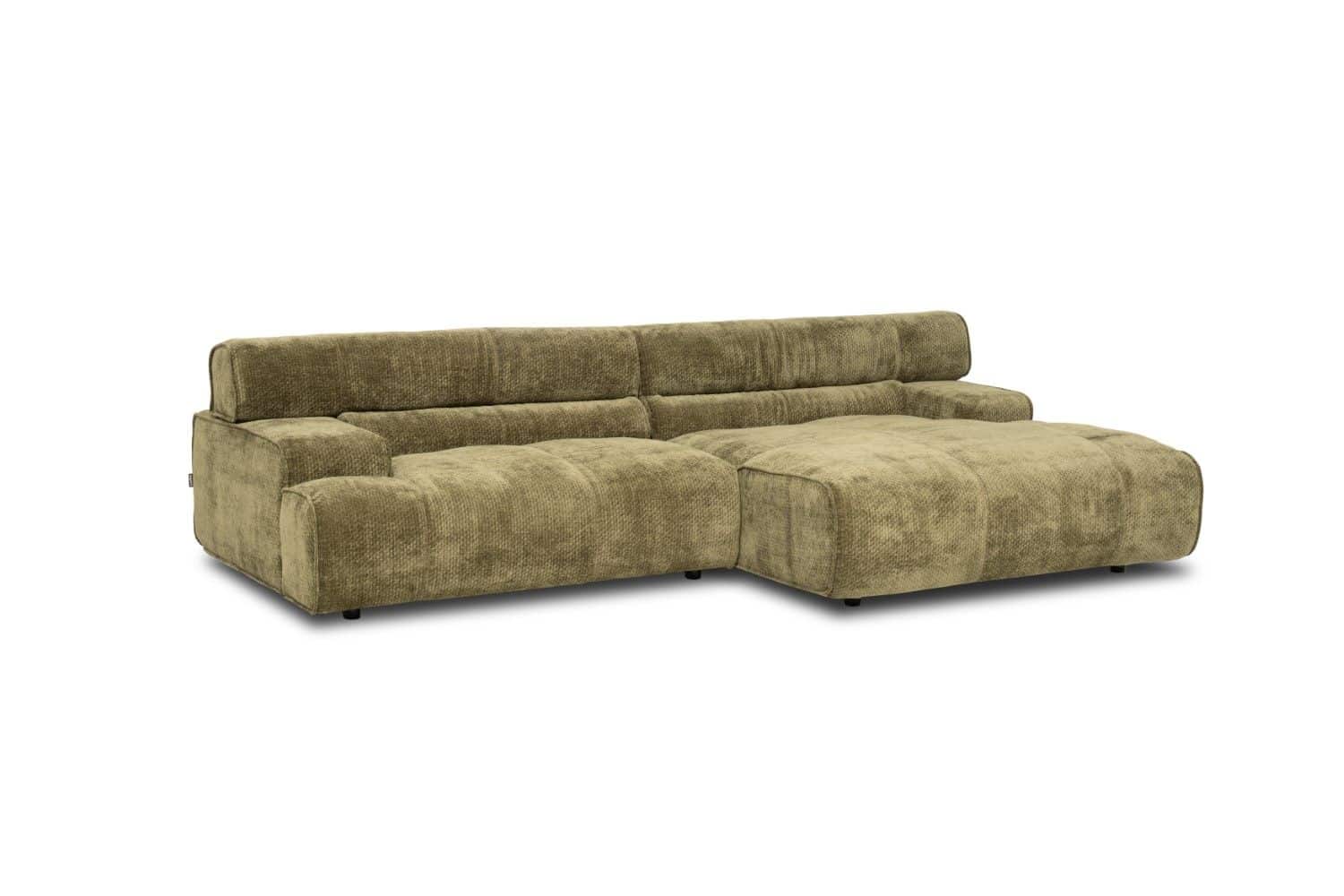 Ecksofa Colosseo Olive – Großzügige Chenille-Couch von designwerk