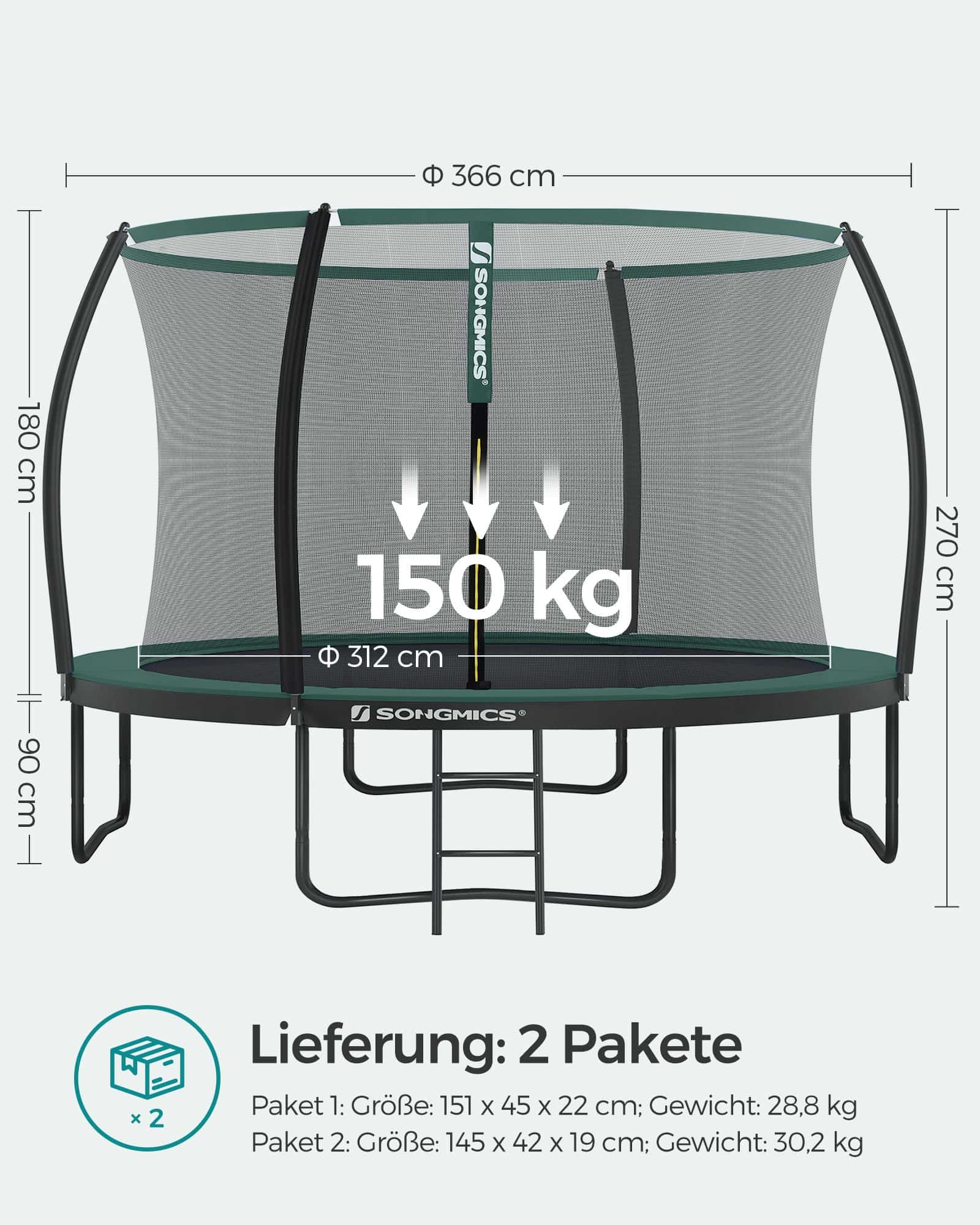 Trampolin schwarz-dunkelgrün-B34STR122C01 Trampolin schwarz-dunkelgrün-B34STR122C01