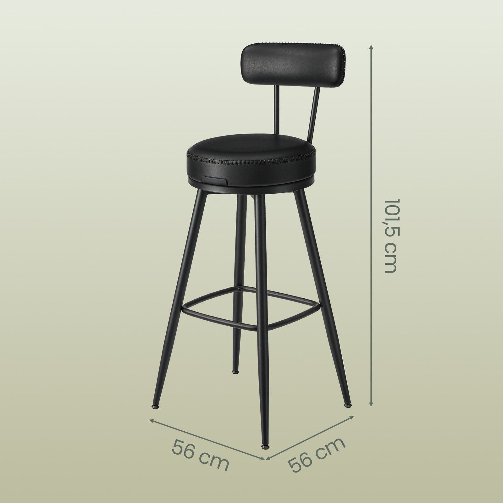 Barhocker 2er Set, hohe Drehhocker mit Rückenlehne, Kunstleder Barhocker 2er Set, hohe Drehhocker mit Rückenlehne, Kunstleder