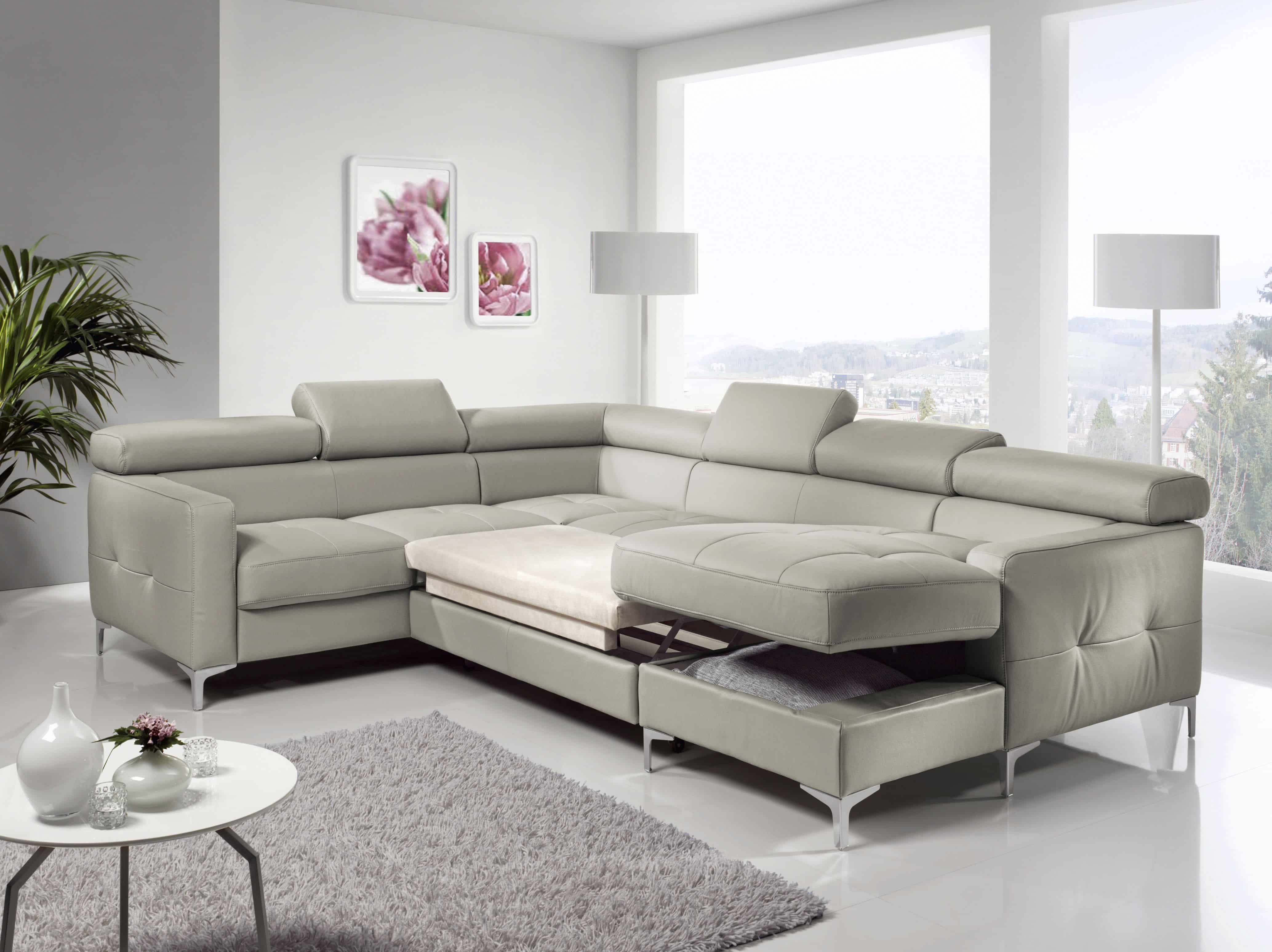 Echtleder Wohnlandschaft Sammy mit Schlaffunktion & Bettkasten - Cotta Echtleder Wohnlandschaft Sammy mit Schlaffunktion & Bettkasten - Cotta