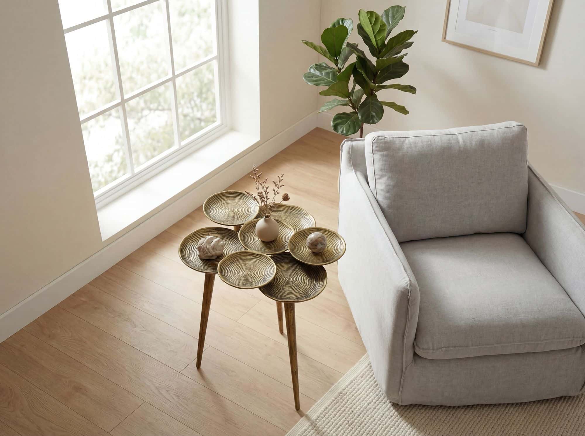 Beistelltisch Aluminium 46cm Gold - Couchtisch klein rund - Sofatisch modern - Wohnzimmertisch Metall - Design Tisch Ablagetisch Handmade Beistelltisch Aluminium 46cm Gold - Couchtisch klein rund - Sofatisch modern - Wohnzimmertisch Metall - Design Tisch Ablagetisch Handmade