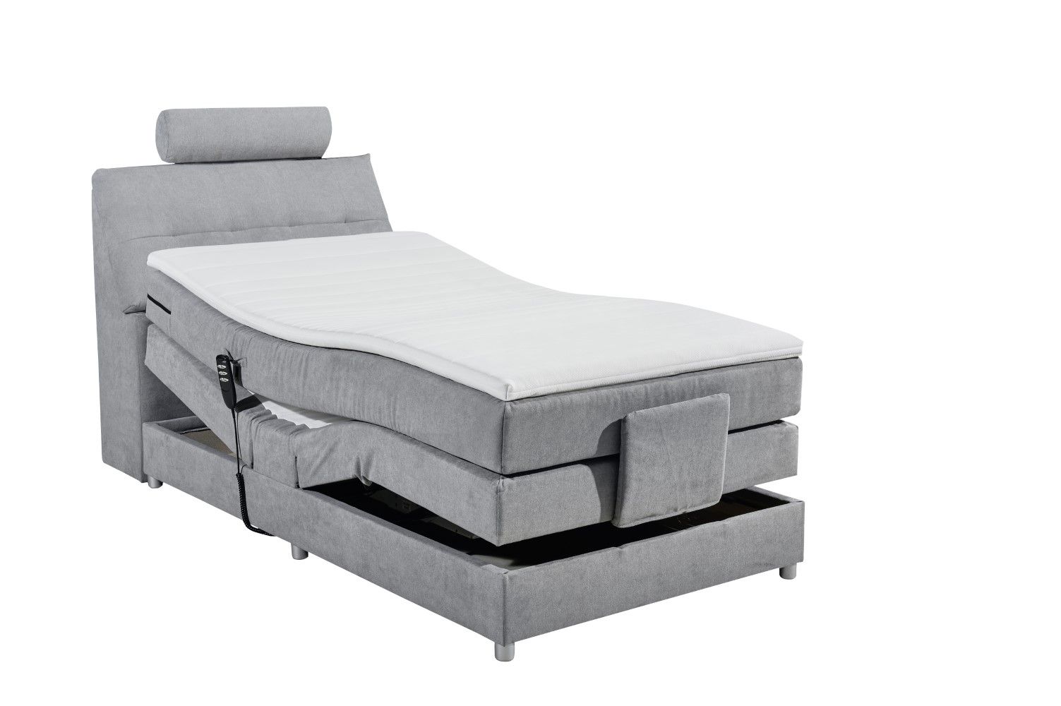 Boxspringbett Palermo Mikrofaser Soro mit Motor & Stauraum