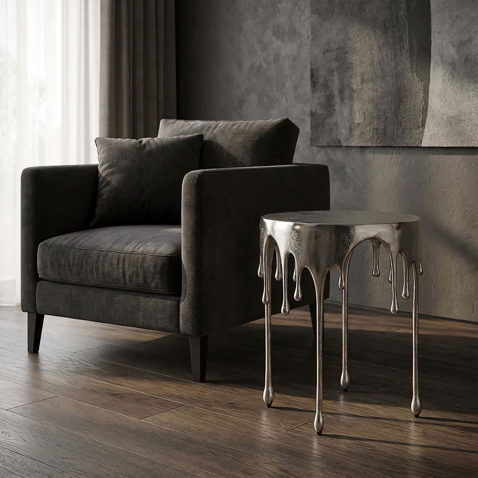 Beistelltisch Silber 43cm Aluminium Tisch Rund - Design Anstelltisch Alu Modern - Wohnzimmertisch Metall Tropfen - Metalltisch Dekotisch Couchtisch Handmade Beistelltisch Silber 43cm Aluminium Tisch Rund - Design Anstelltisch Alu Modern - Wohnzimmertisch Metall Tropfen - Metalltisch Dekotisch Couchtisch Handmade