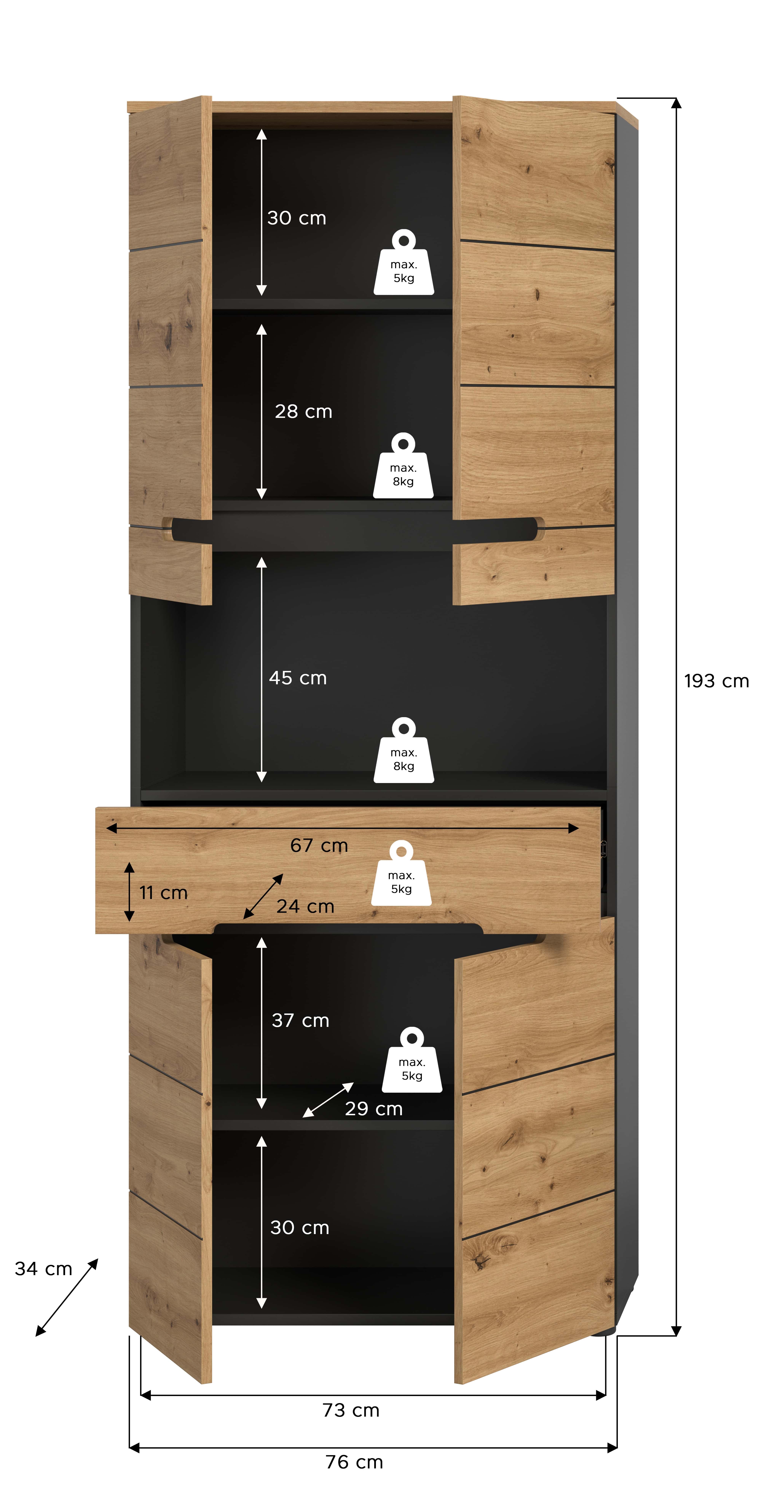 Canu Hochschrank breit
