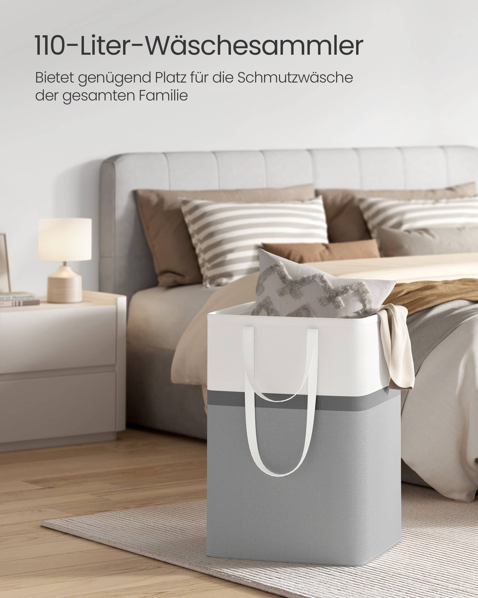 Wäschekorb 2er Set 110 L mit Griffen taubengrau Wäschekorb 2er Set 110 L mit Griffen taubengrau