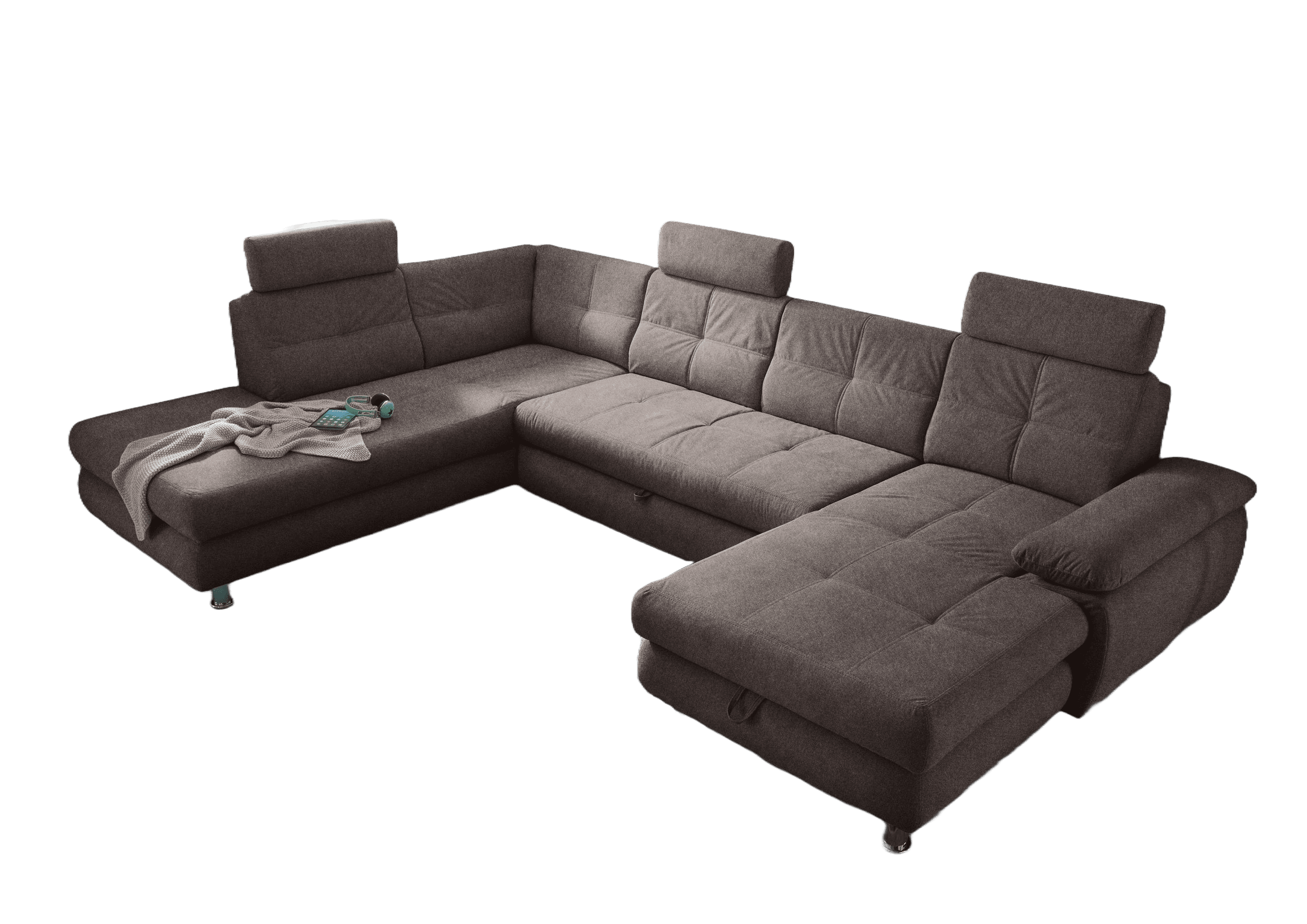 Wohnlandschaft Alba von ED Exciting Design mit Schlaffunktion & Bettkasten – U-Form Sofa aus hochwertigem Brego-Stoff Wohnlandschaft Alba von ED Exciting Design mit Schlaffunktion & Bettkasten – U-Form Sofa aus hochwertigem Brego-Stoff