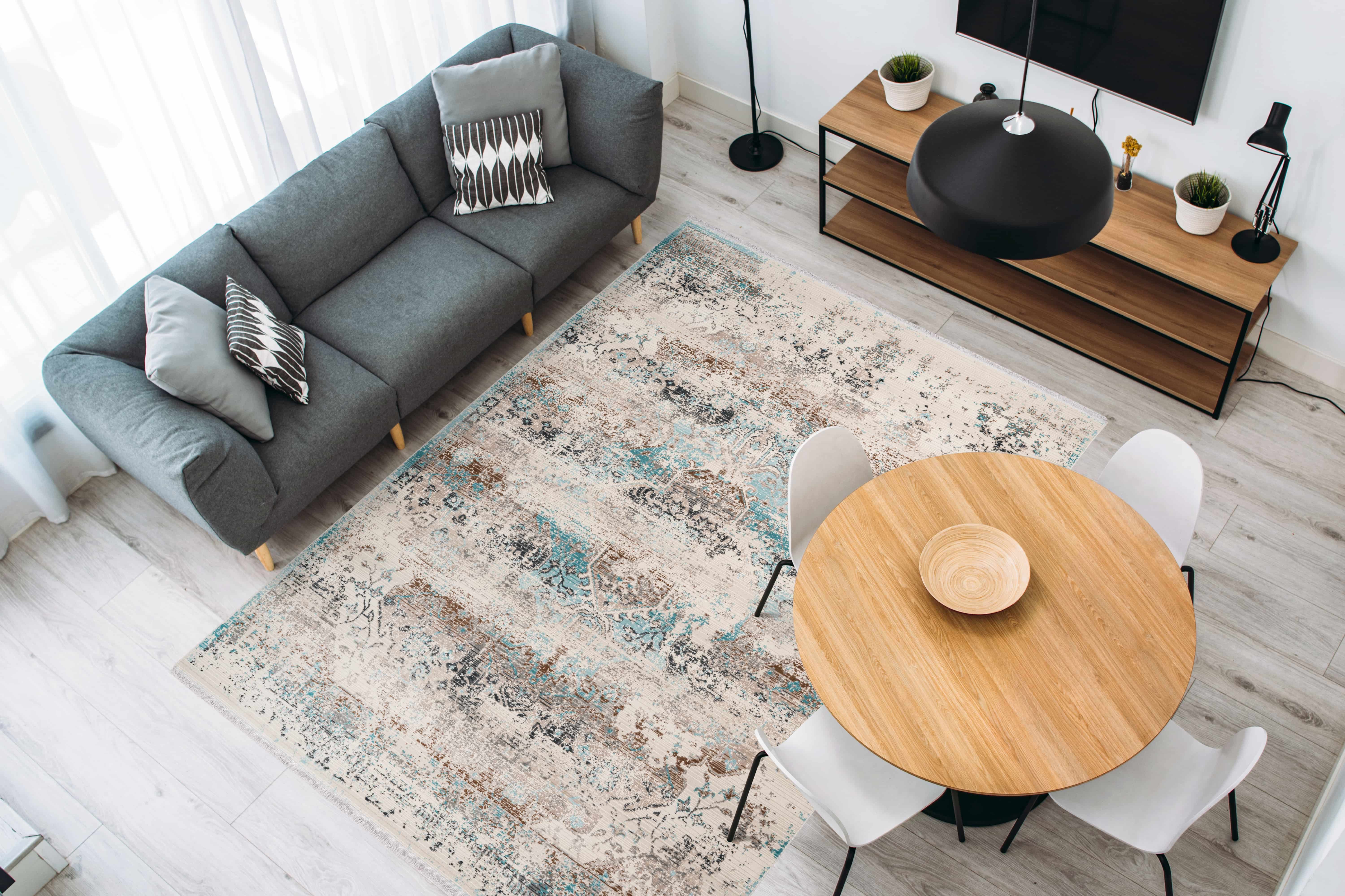 Teppich Anouk 325 Taupe / Türkis 80cm x 150cm | Vintage-Design Teppich Anouk 325 Taupe / Türkis 80cm x 150cm | Vintage-Design