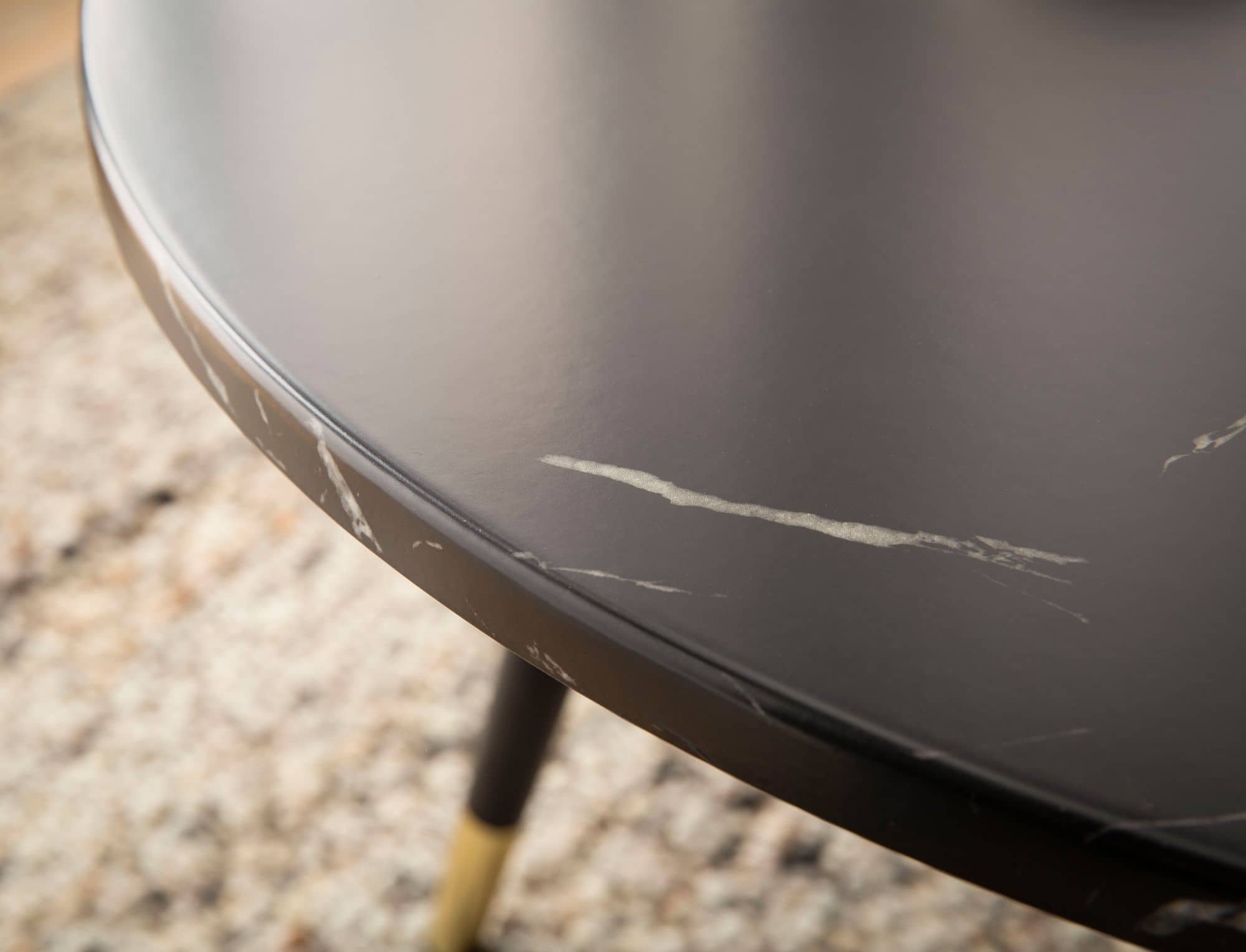 Couchtisch 60x60x41 cm mit Marmor Optik Schwarz Modern