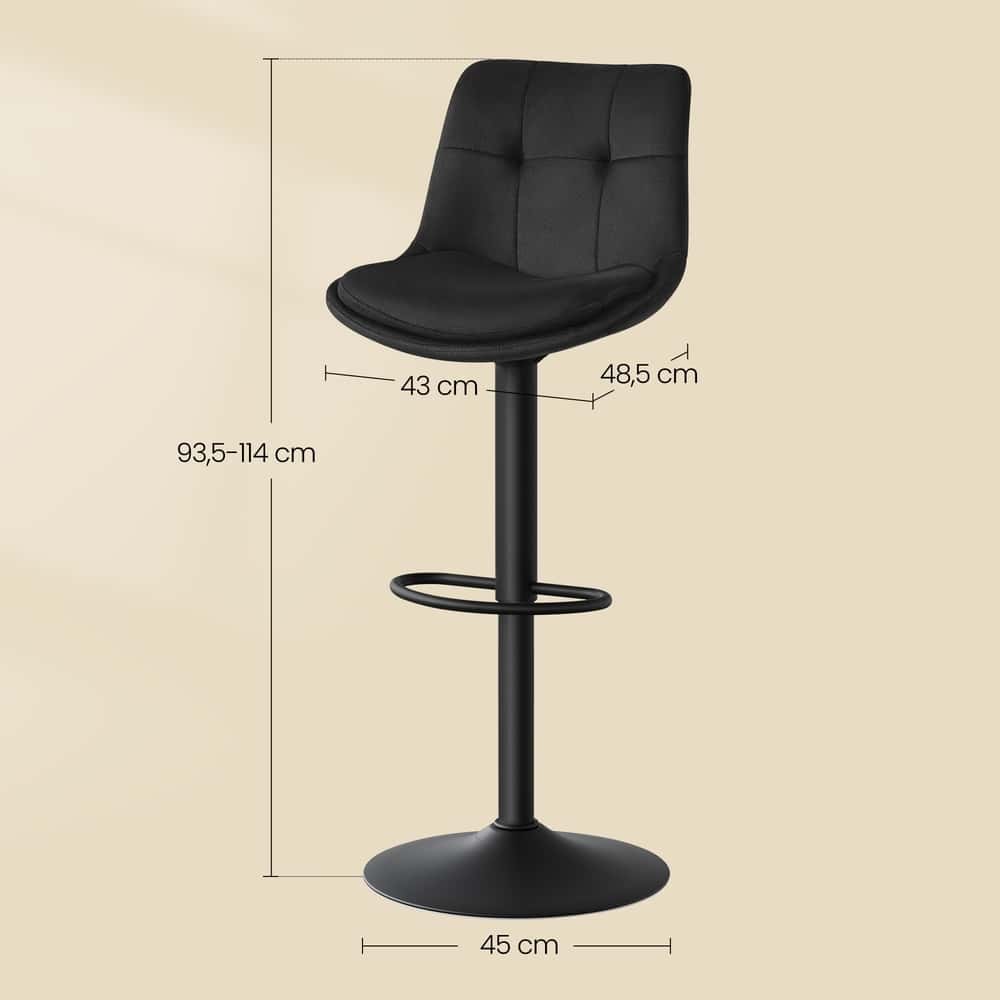 2 Barstühle, Barhocker mit Rückenlehne und Fußstütze, höhenverstellbar 2 Barstühle, Barhocker mit Rückenlehne und Fußstütze, höhenverstellbar