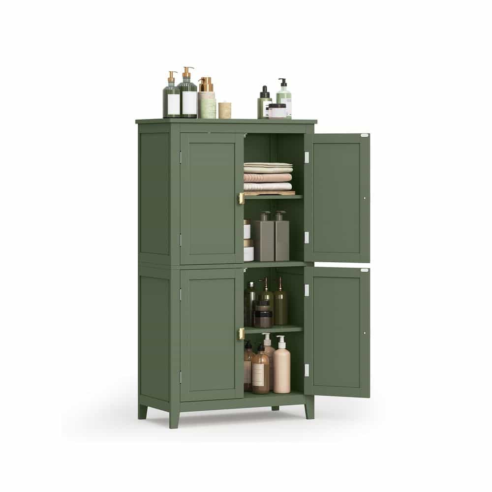 Badezimmerschrank mit 4 Türen klassikweiß waldgrün Badezimmerschrank mit 4 Türen klassikweiß waldgrün