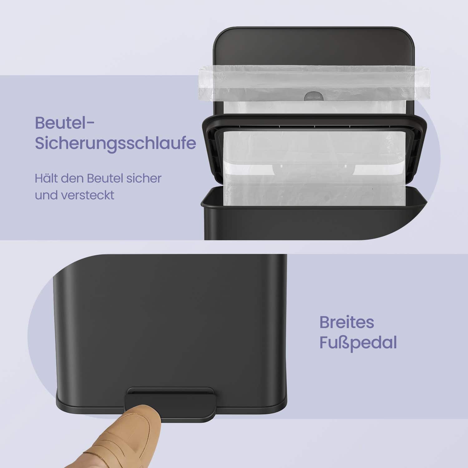 Mülleimer für Küche, großer Abfalleimer mit Deckel, aus Stahl Mülleimer für Küche, großer Abfalleimer mit Deckel, aus Stahl