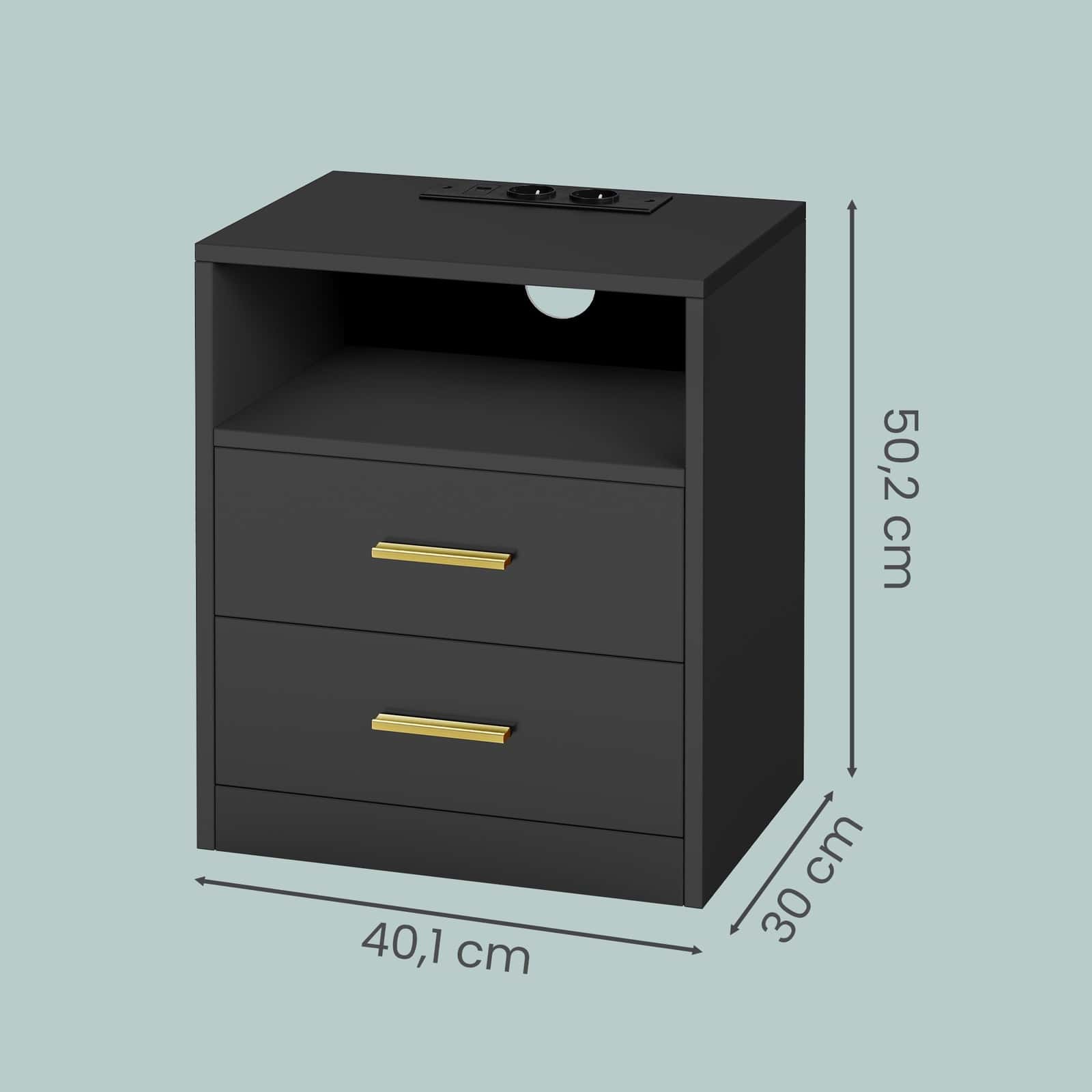 Beistelltisch mit Schubladen, 2er Set, Nachttisch aus Holz Beistelltisch mit Schubladen, 2er Set, Nachttisch aus Holz