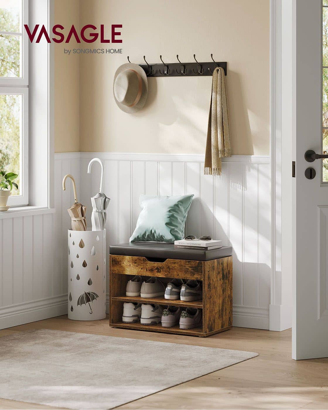 Schuhbank mit 3 Ebenen 30 x 60 x 44 cm vintagebraun Schuhbank mit 3 Ebenen 30 x 60 x 44 cm vintagebraun