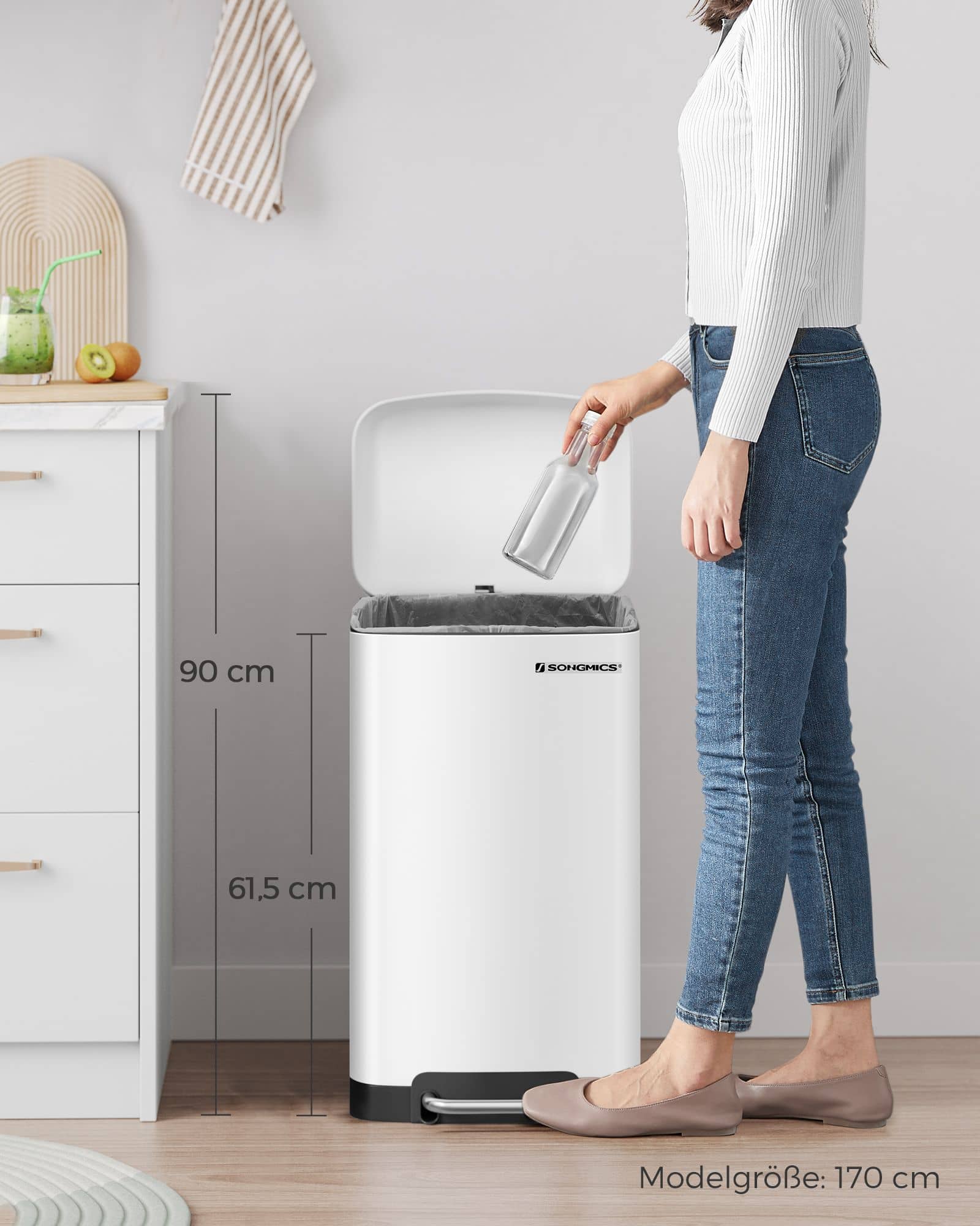 Mülleimer 30 L Weiß-LTB01W Mülleimer 30 L Weiß-LTB01W