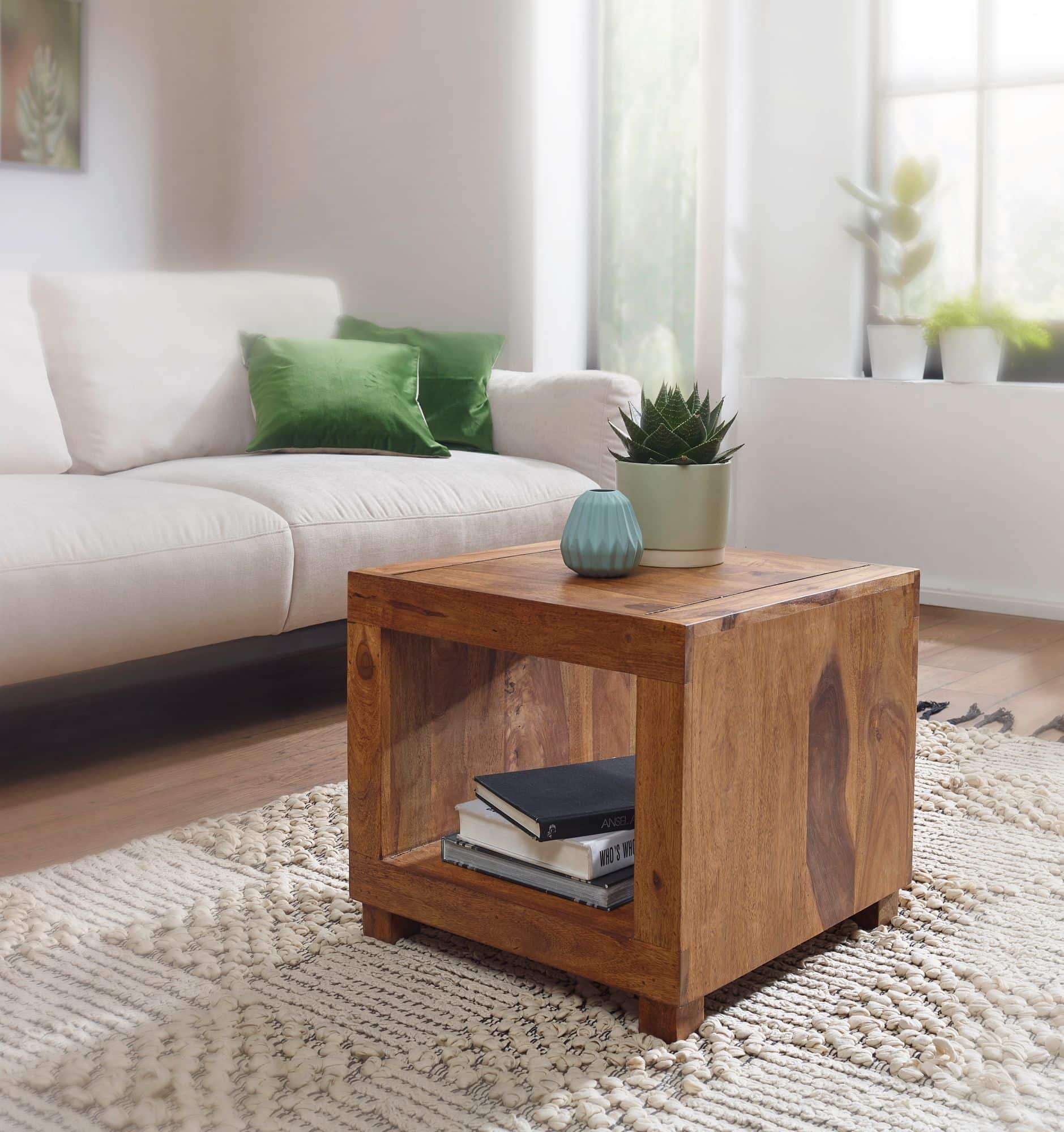 31321-WOHNLING-Couchtisch-MUMBAI-Massiv-Holz-Shee_1 Couchtisch MUMBAI Massiv-Holz Sheesham 50 cm breit Wohnzimmer-Tisch Design dunkel-braun Landhaus-Stil Beistelltisch