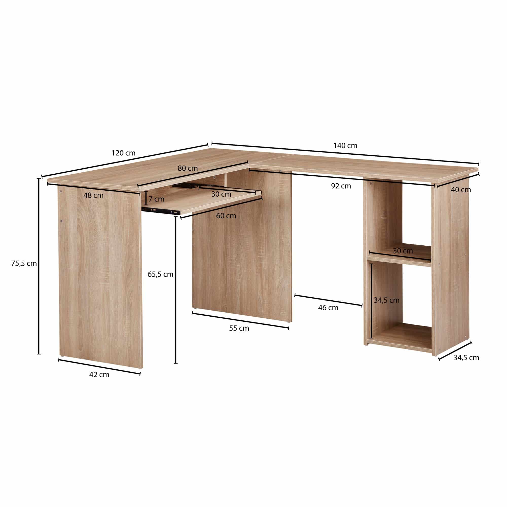 45946-WOHNLING-Schreibtischkombination-140x120x75-cm-Sonoma-WL5-306-WL5-306_4 Design Schreibtischkombination 140 x 75,5 x 120 cm Sonoma