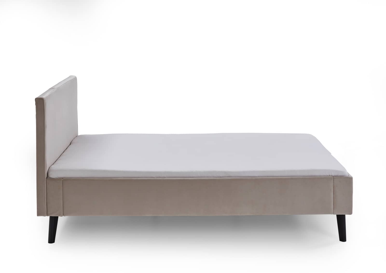 Polsterbett Leira by Meise – Elegantes Samtbett in Beige mit gestepptem Kopfteil & Massivholzfüßen 140 x 200 cm Polsterbett Leira by Meise – Elegantes Samtbett in Beige mit gestepptem Kopfteil & Massivholzfüßen 140 x 200 cm