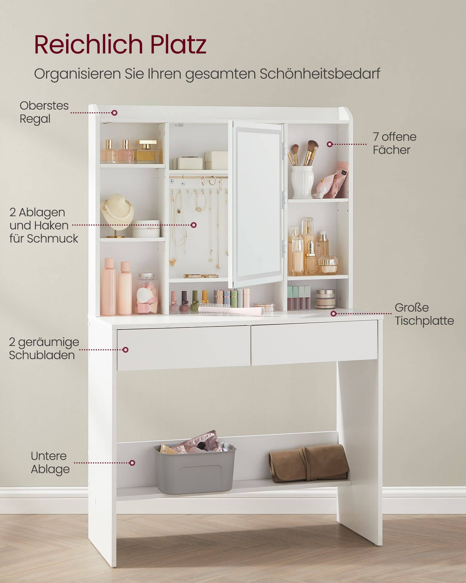 Schminktisch mit LED-Beleuchtung Schminktisch mit LED-Beleuchtung