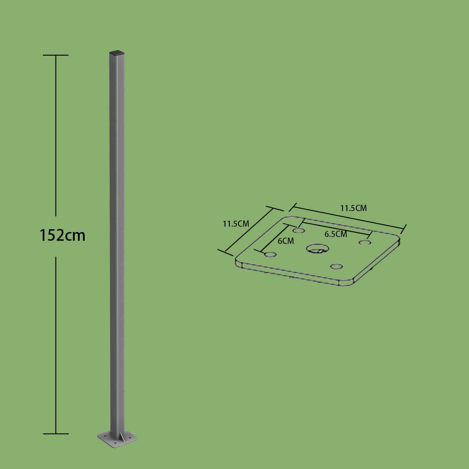 Standpfosten für Markisenkasten, Haltestange, Keine Wandmontage der Markise erforderlich