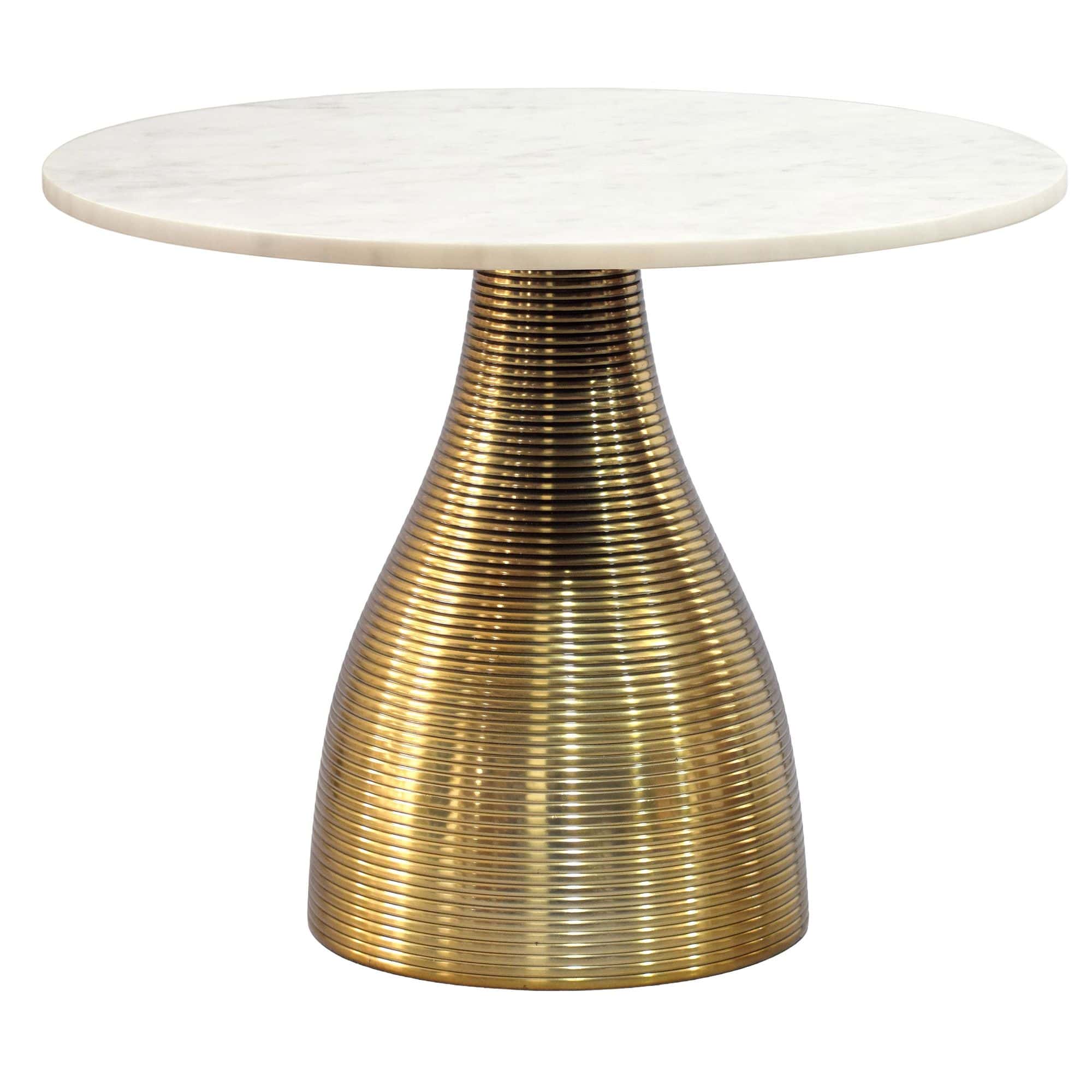 Couchtisch Metall mit weißer Marmor Tischplatte 60cm Rund - Moderner Wohnzimmertisch Aluminium Gold - Design Sofatisch Alu - Loungetisch Rillenoptik - Edler Beistelltisch Handmade Couchtisch Metall mit weißer Marmor Tischplatte 60cm Rund - Moderner Wohnzimmertisch Aluminium Gold - Design Sofatisch Alu - Loungetisch Rillenoptik - Edler Beistelltisch Handmade