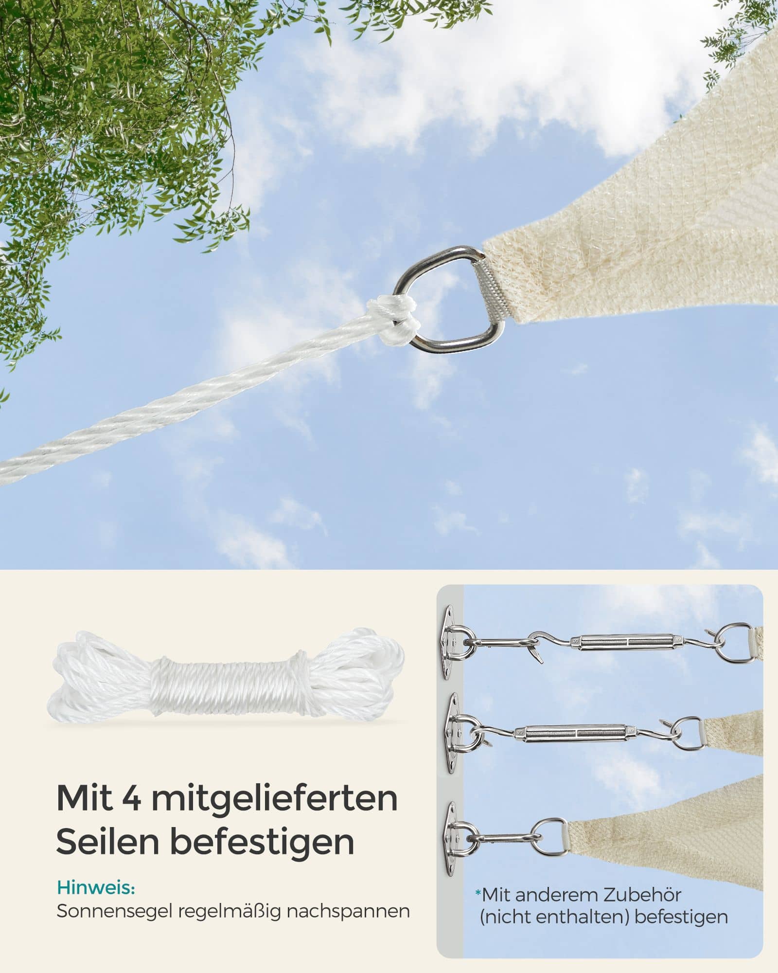 Sonnenschutz aus HDPE-Gewebe 4 x 4 m quadratisch-GSS44IVV1