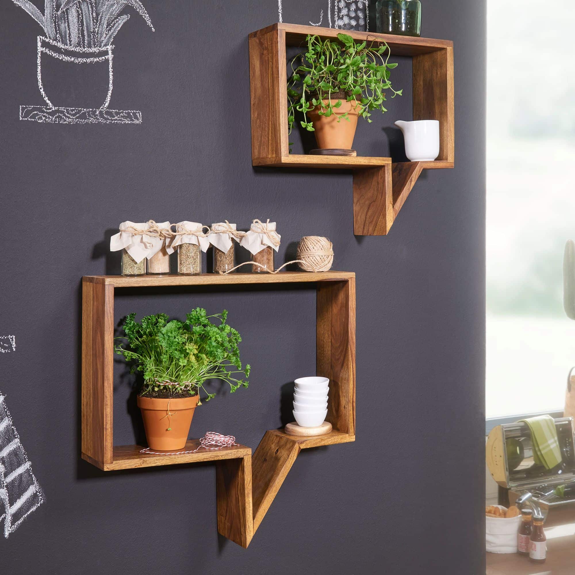 2er Set Wandregale MUMBAI Massivholz Sheesham Holzregal Landhaus-Stil Hängeregal Echt-Holz Wandboard Natur-Produkt 2er Set Wandregale MUMBAI Massivholz Sheesham Holzregal Landhaus-Stil Hängeregal Echt-Holz Wandboard Natur-Produkt