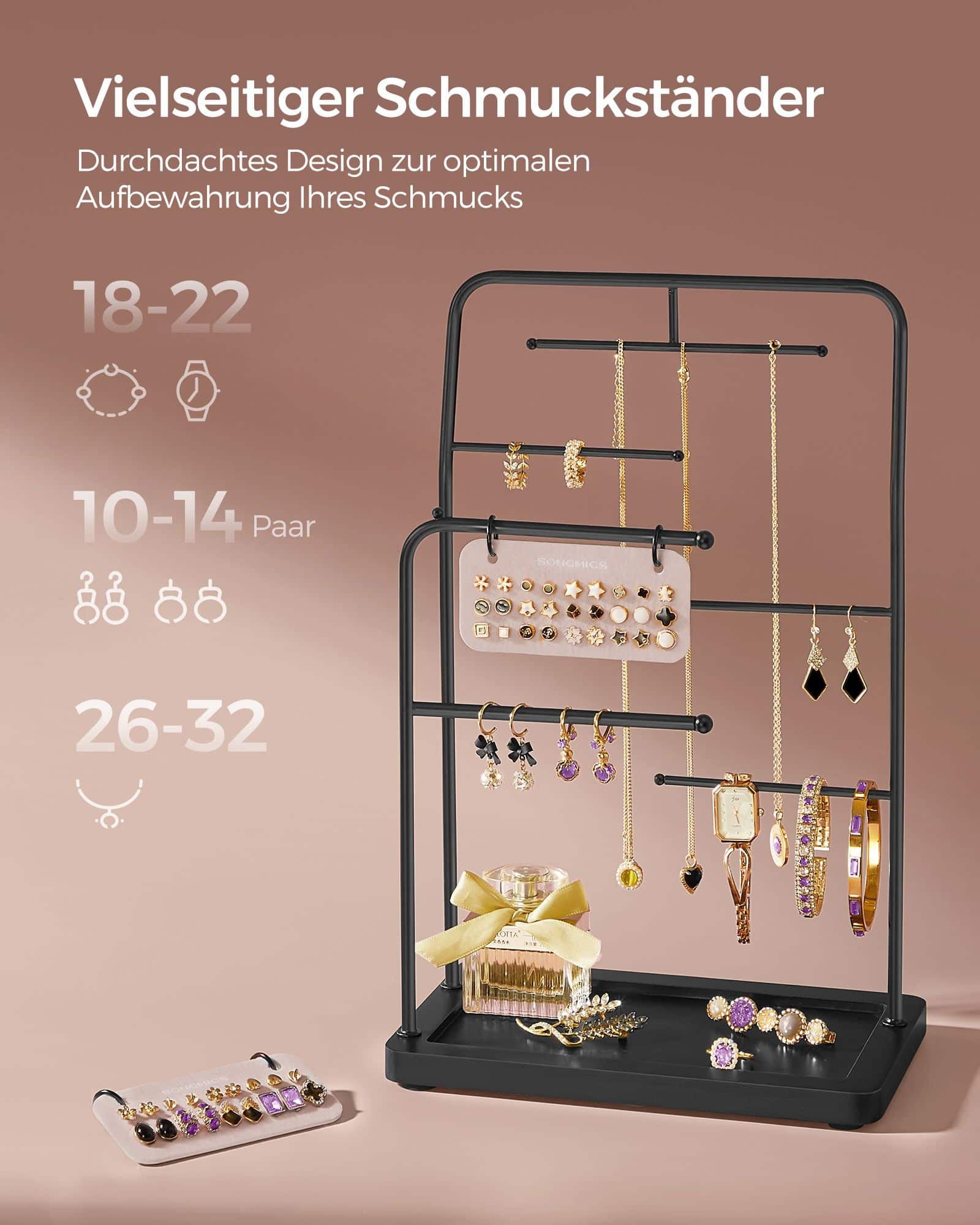 Schmuckständer mit 6 Hängestangen aus Metall tintenschwarz Schmuckständer mit 6 Hängestangen aus Metall tintenschwarz