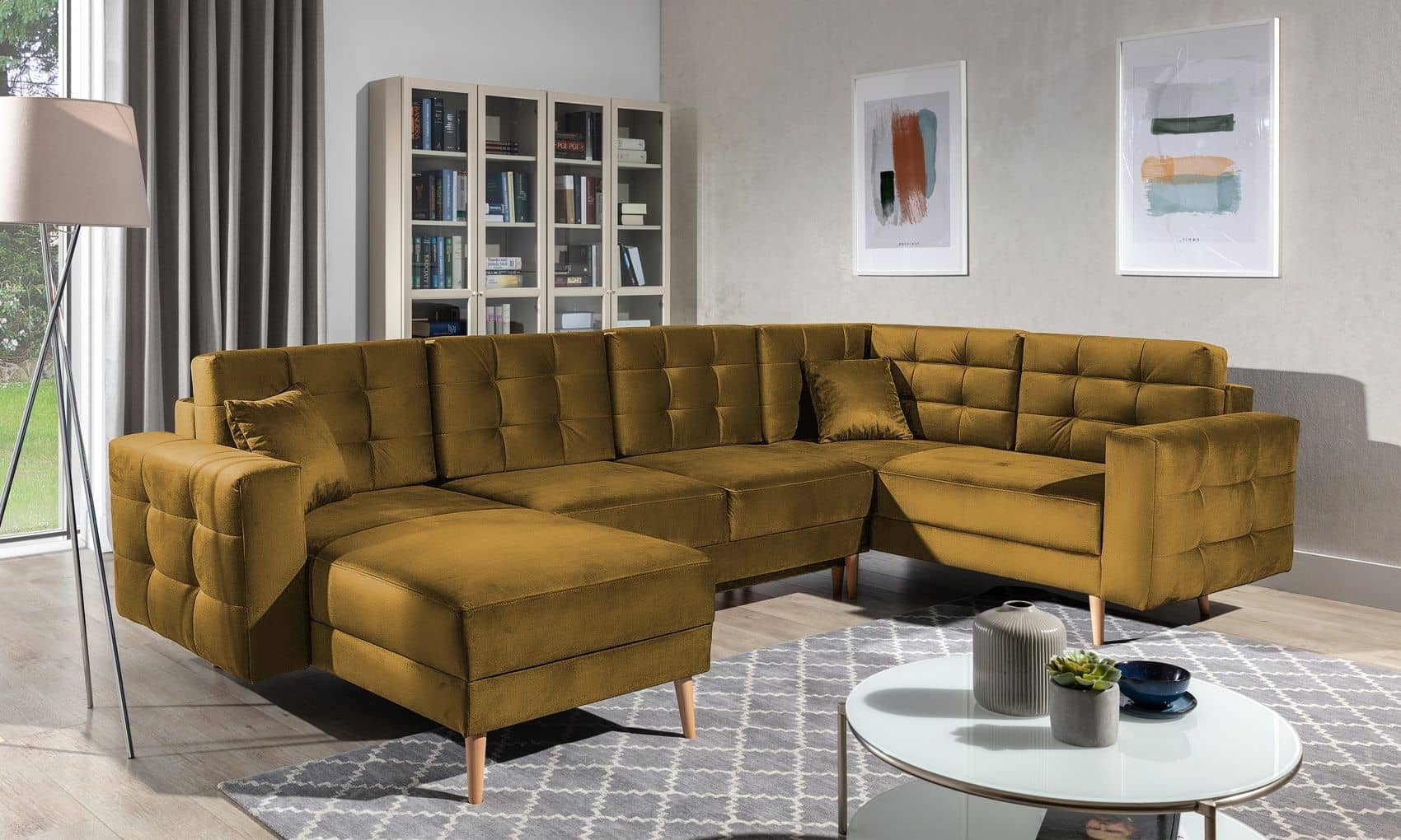 Wohnlandschaft Asgard U Gelb – Sofa mit Schlaffunktion Wohnlandschaft Asgard U Gelb – Sofa mit Schlaffunktion