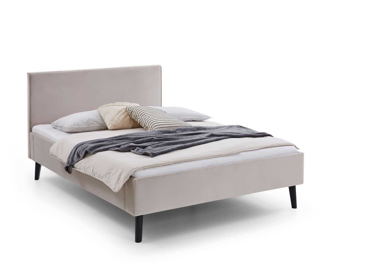 Polsterbett Leira by Meise – Elegantes Samtbett in Beige mit gestepptem Kopfteil & Massivholzfüßen 140 x 200 cm Polsterbett Leira by Meise – Elegantes Samtbett in Beige mit gestepptem Kopfteil & Massivholzfüßen 140 x 200 cm
