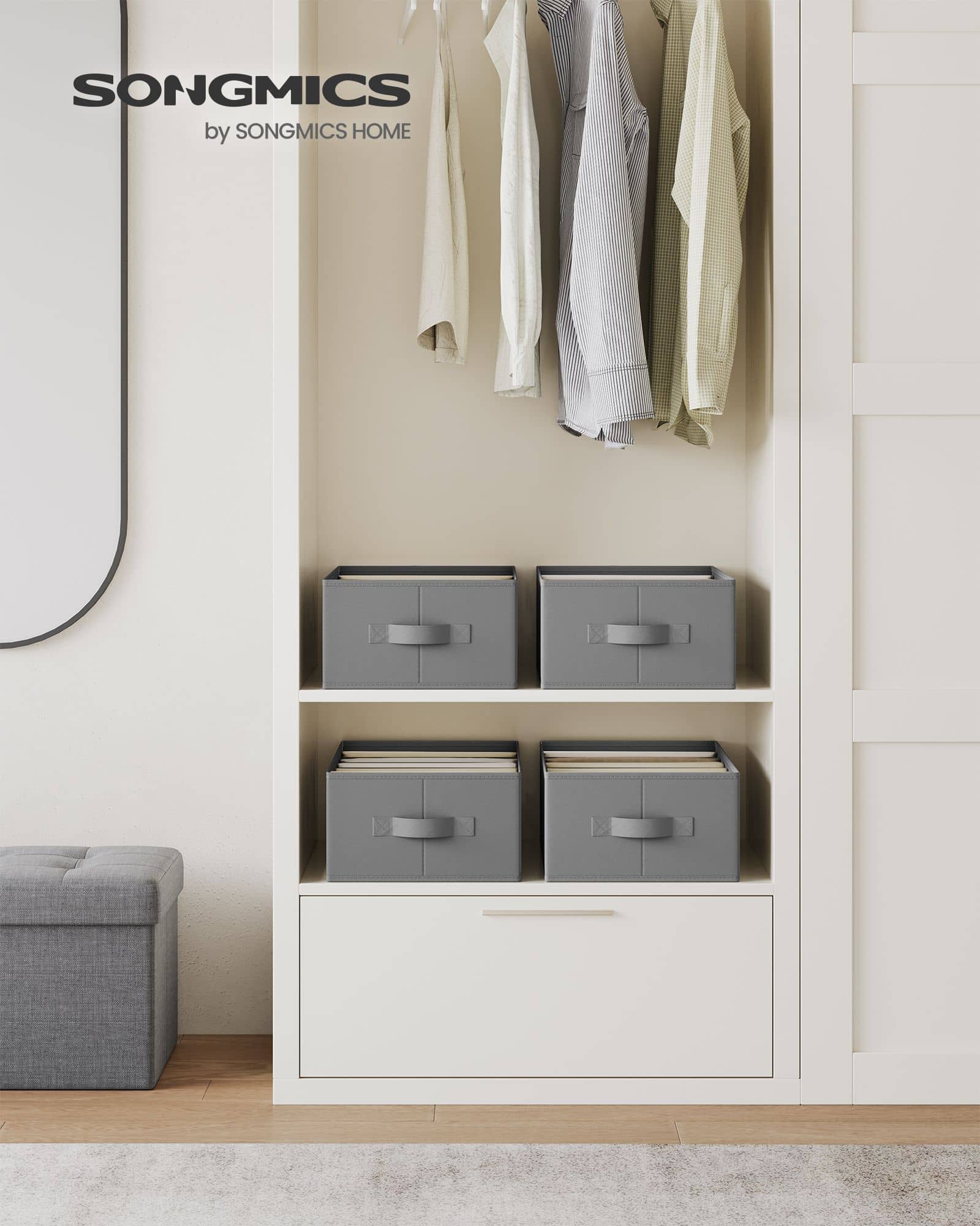 Kleiderschrank-Organizer 6 Fächer 4er Set taubengrau Kleiderschrank-Organizer 6 Fächer 4er Set taubengrau