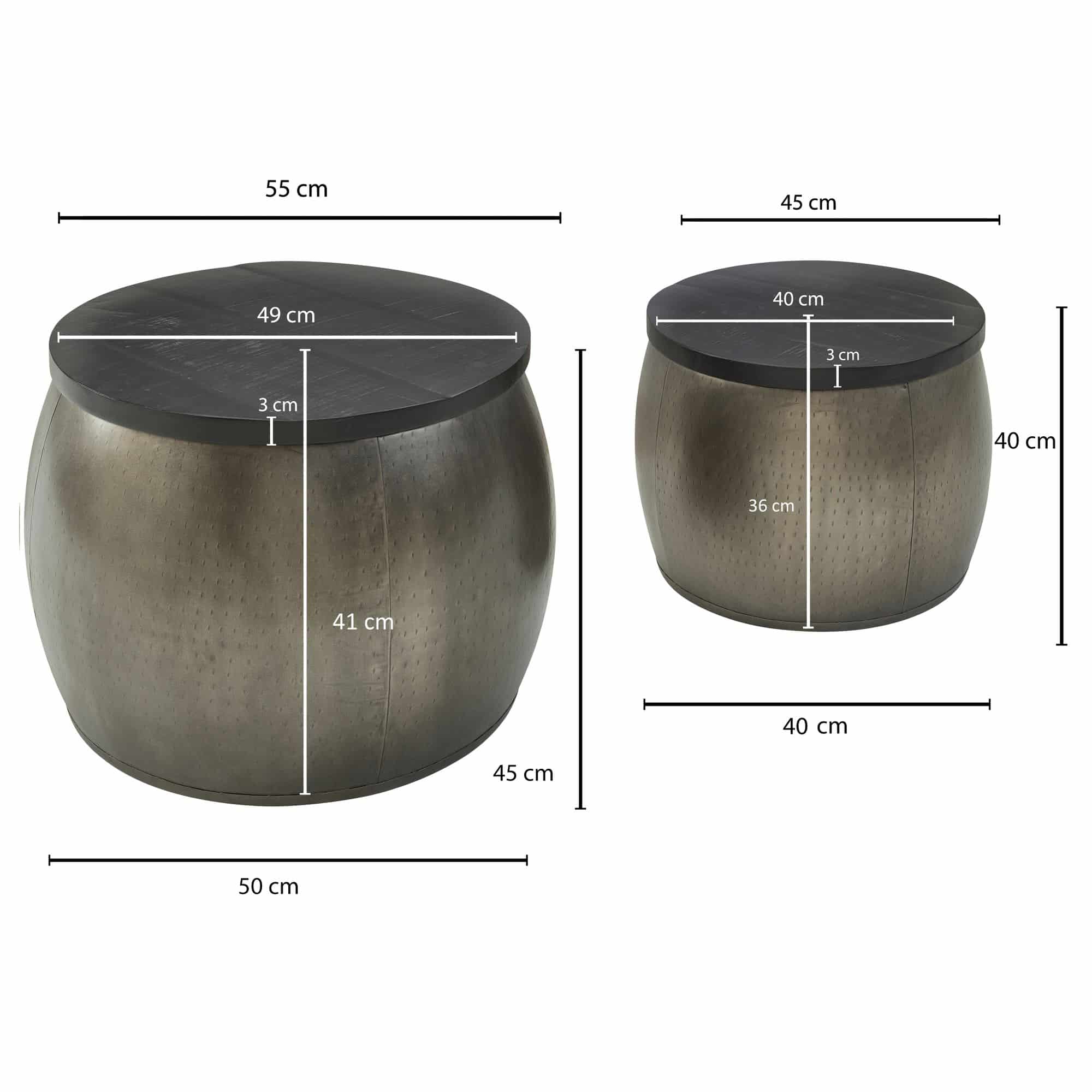58421-WOHNLING-Beistelltisch-2er-Set-Nickel-WL6-337-WL6-337_2 Design Couchtisch 2er Set Mango Massivholz Satztisch Rund Silber