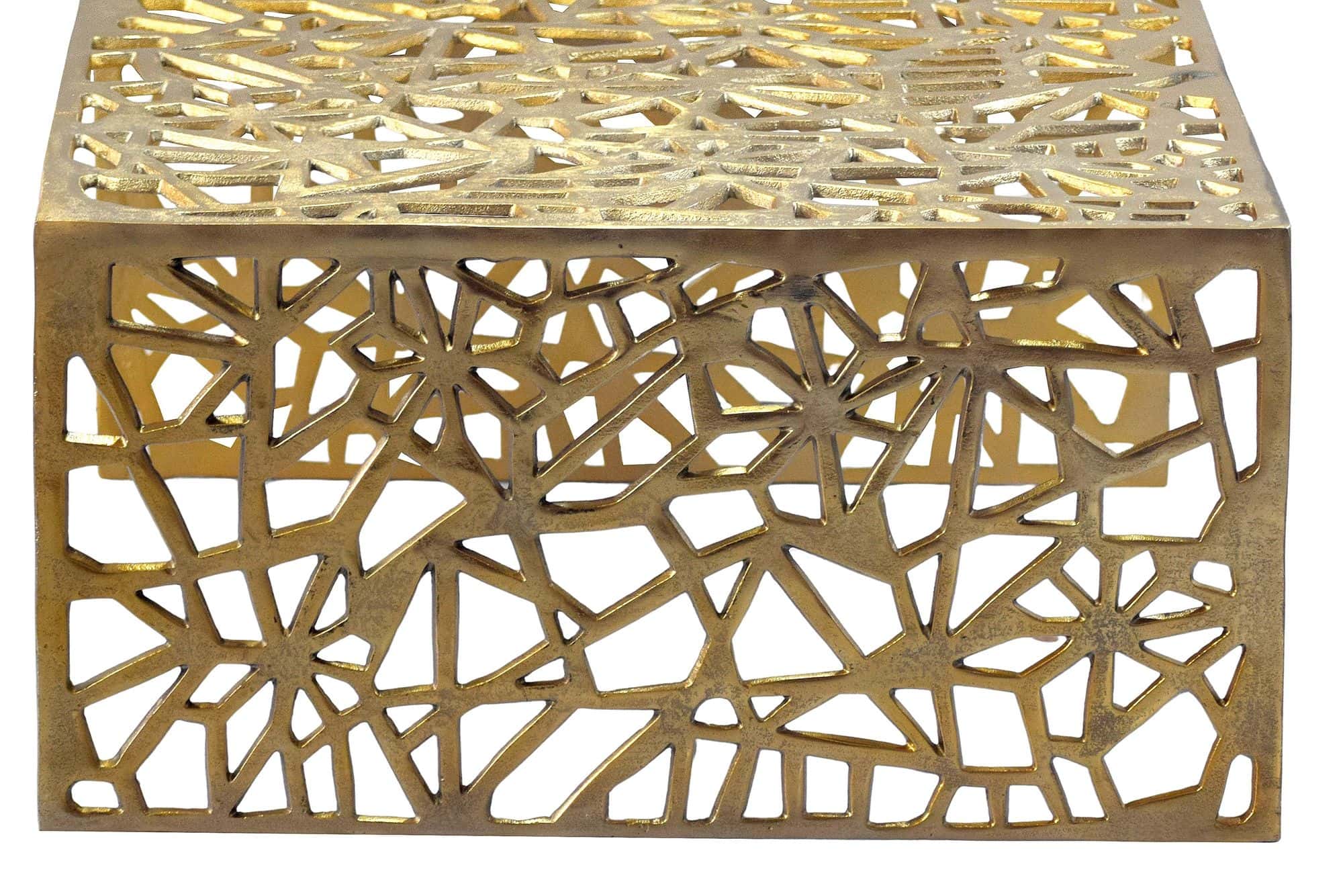 Couchtisch Aluminium Gold 60cm Quadratischer Sofatisch Metall - Wohnzimmertisch Alu modern mit Muster - Design Tisch niedrig - Loungetisch Beistelltisch Handmade Couchtisch Aluminium Gold 60cm Quadratischer Sofatisch Metall - Wohnzimmertisch Alu modern mit Muster - Design Tisch niedrig - Loungetisch Beistelltisch Handmade
