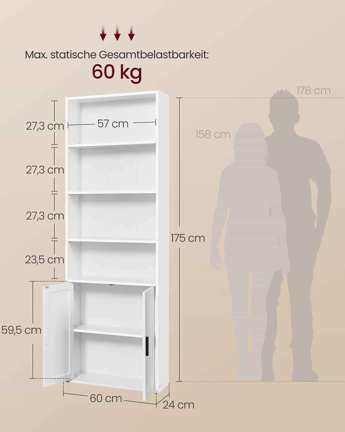 CUSTOS Kollektion Regal mit 6 Ebenen wolkenweiß