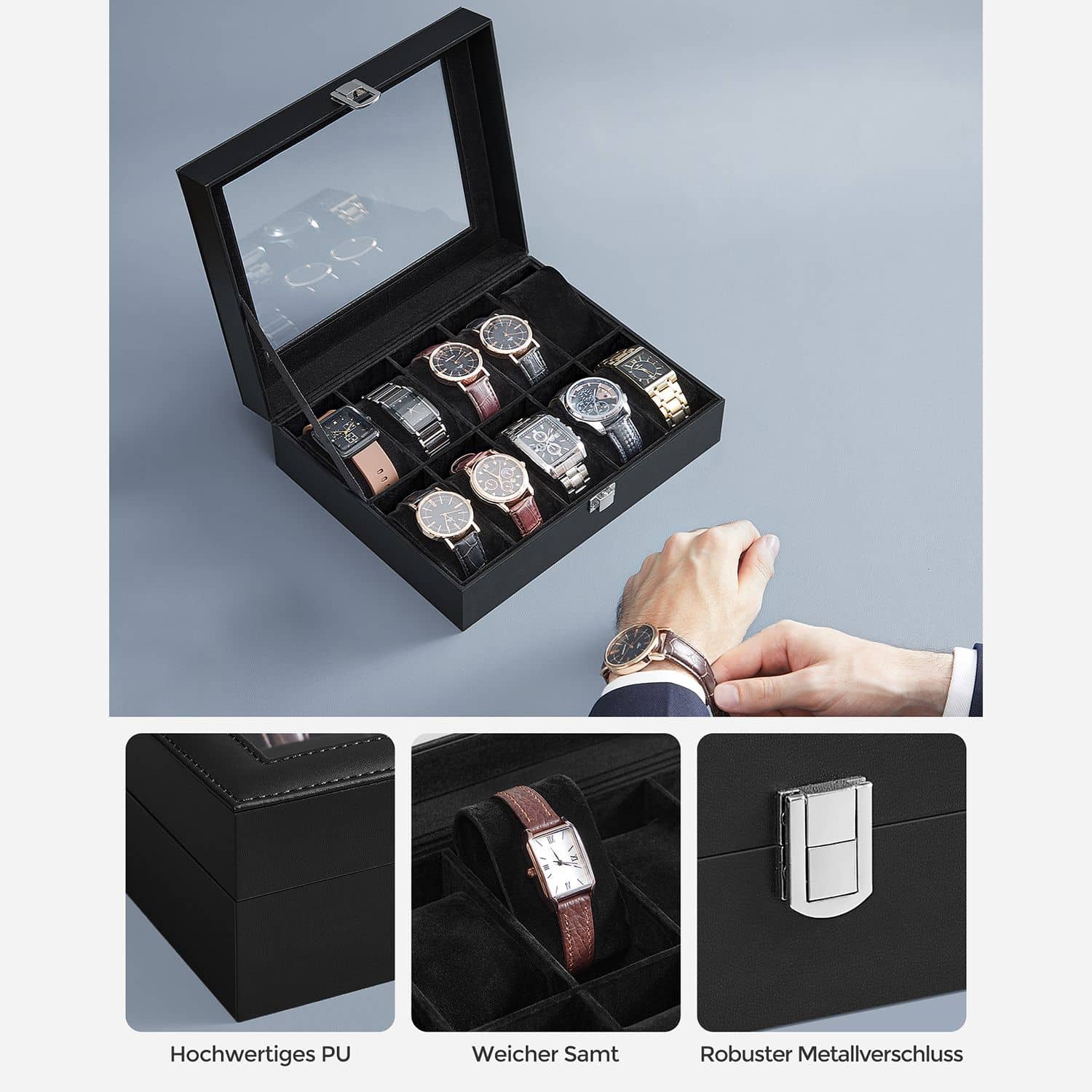 Uhrenbox für 10 Uhren-JWB010B02 Uhrenbox für 10 Uhren-JWB010B02