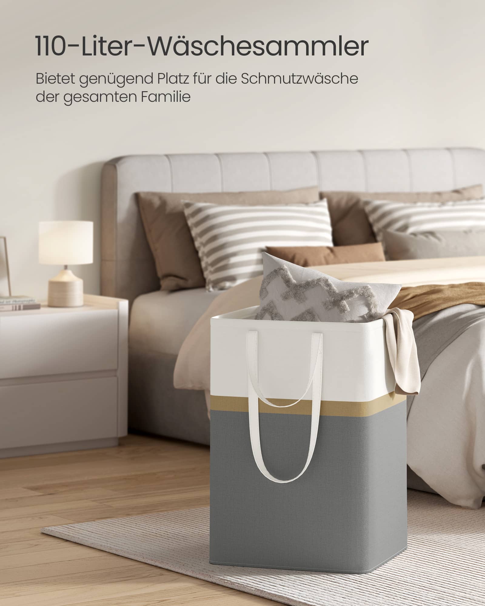 Wäschekorb 2er Set 110 L mit Griffen schiefergrau Wäschekorb 2er Set 110 L mit Griffen schiefergrau