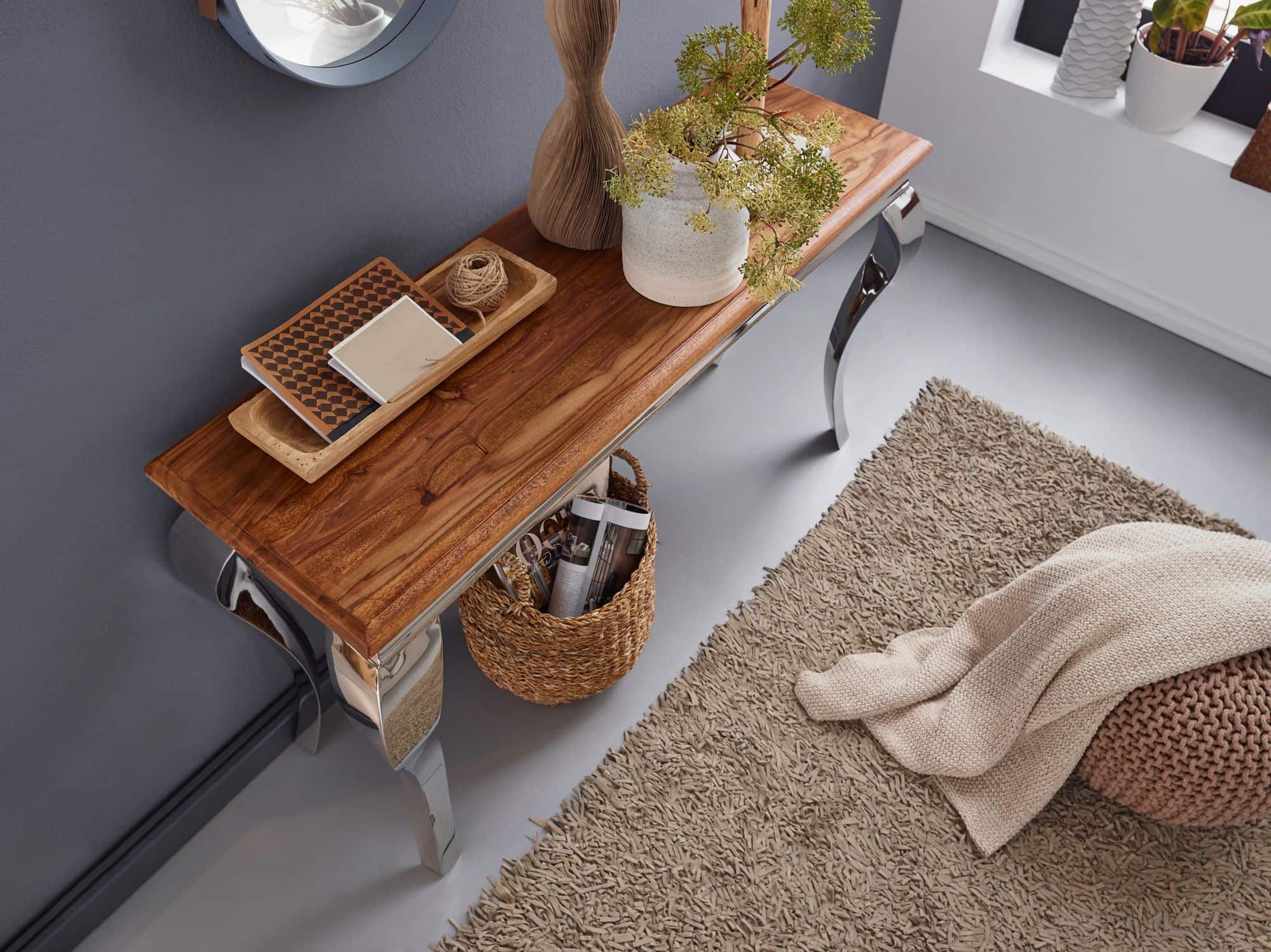 Konsolentisch Sheesham Massivholz / Metall 130x76 Konsolentisch Sheesham Massivholz / Metall 130x76