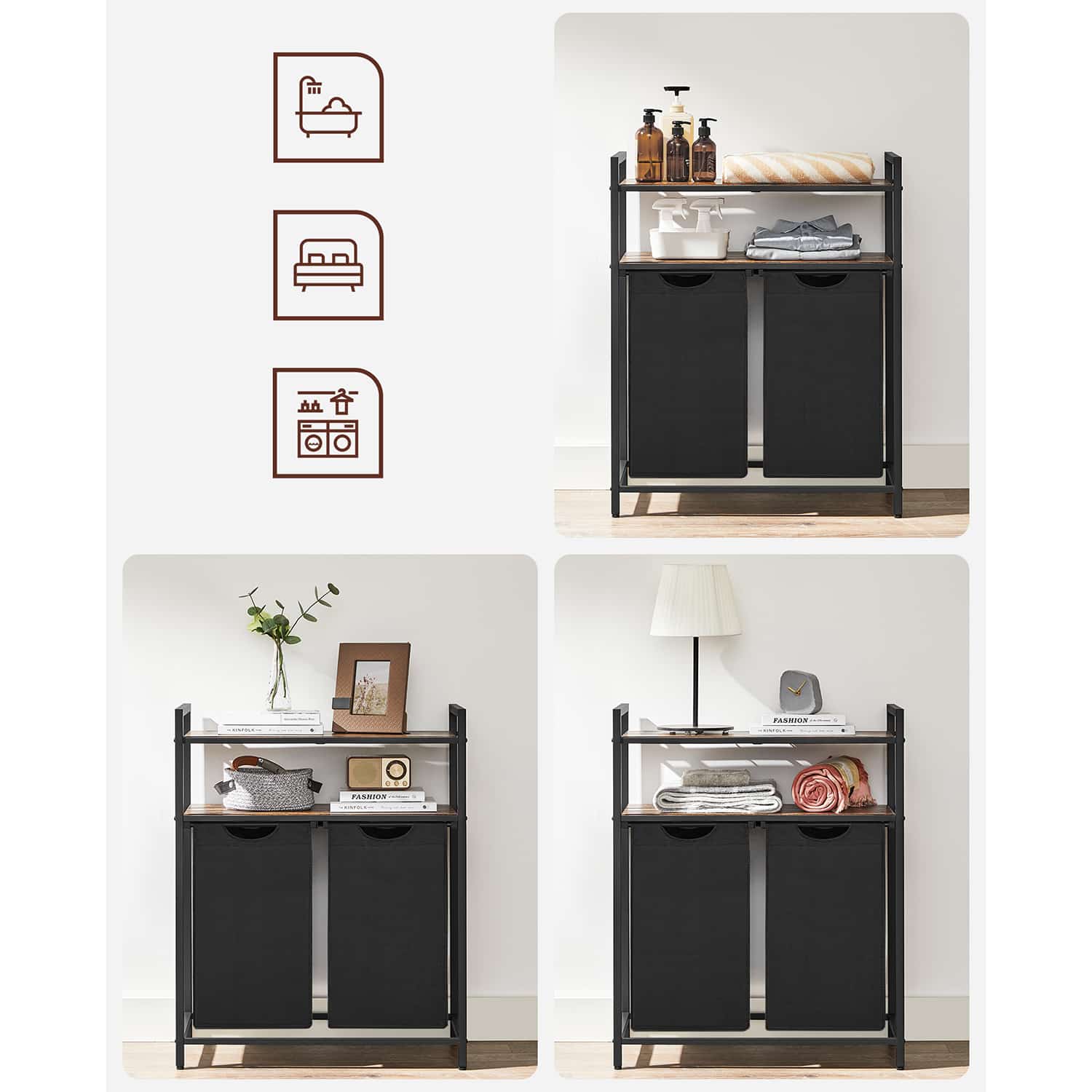 Wäschekorb mit 2 Fächern-B34BLH211B01 Wäschekorb mit 2 Fächern-B34BLH211B01