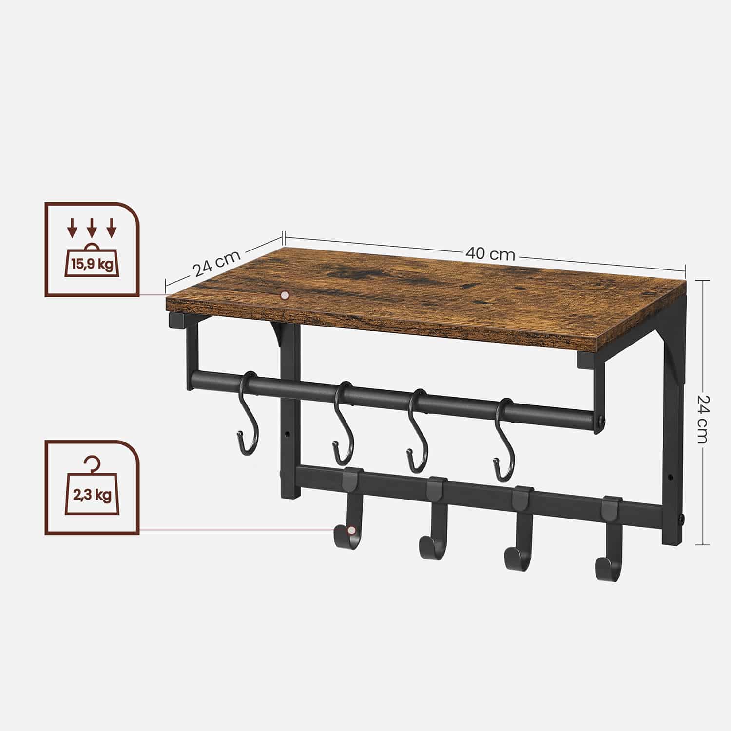 Wandgarderobe mit 8 Haken Wandgarderobe mit 8 Haken