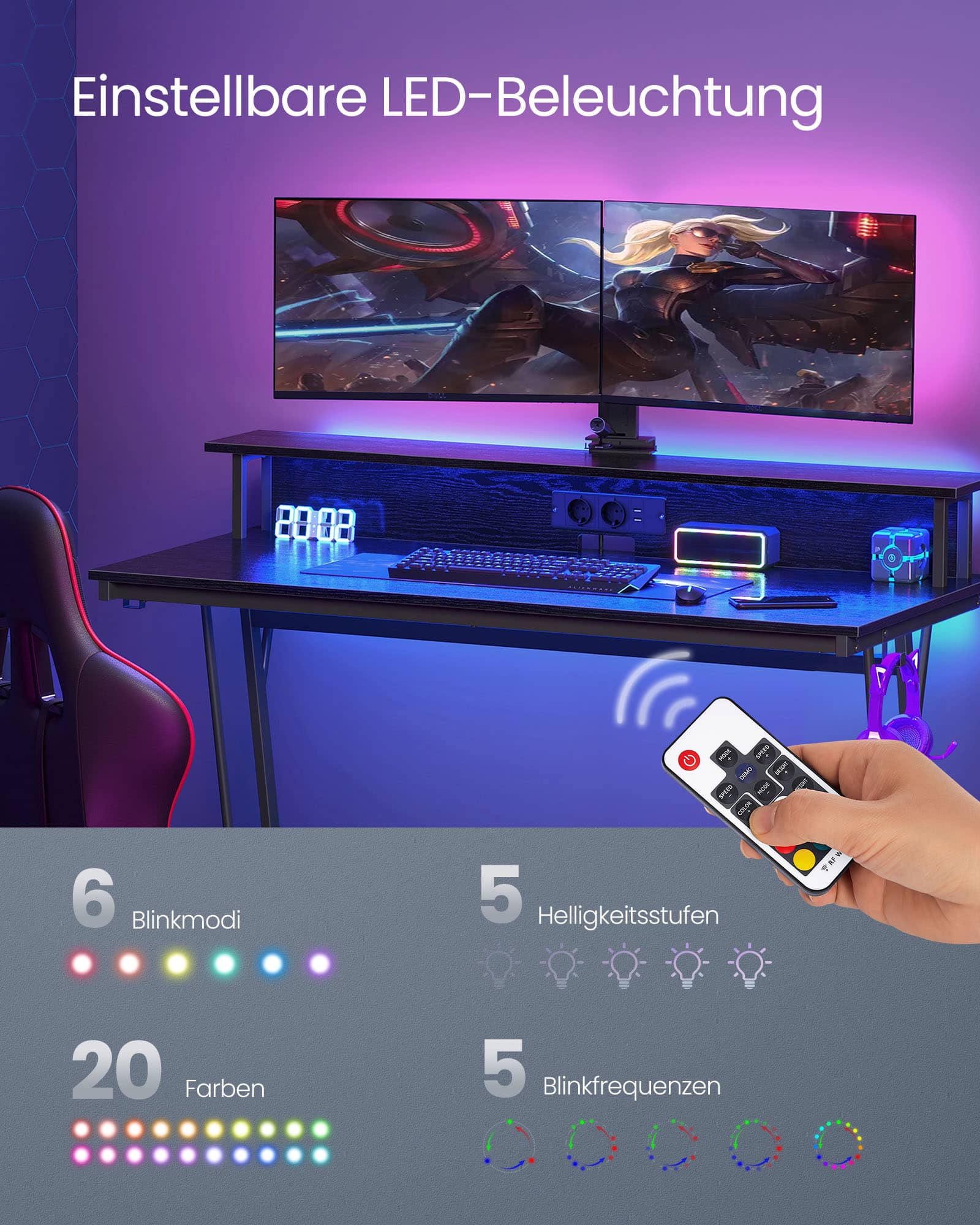 Schreibtisch mit Monitorständer 55 x 135 x 76 cm ebenholzschwarz Schreibtisch mit Monitorständer 55 x 135 x 76 cm ebenholzschwarz