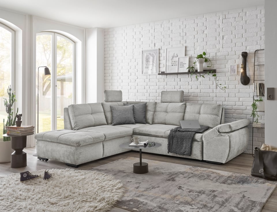 Alija Luxus-Schlafsofa mit verstellbarer Armlehne und Nosagfederung in Samtoptik – Wählbar in Silver, Grey oder Black