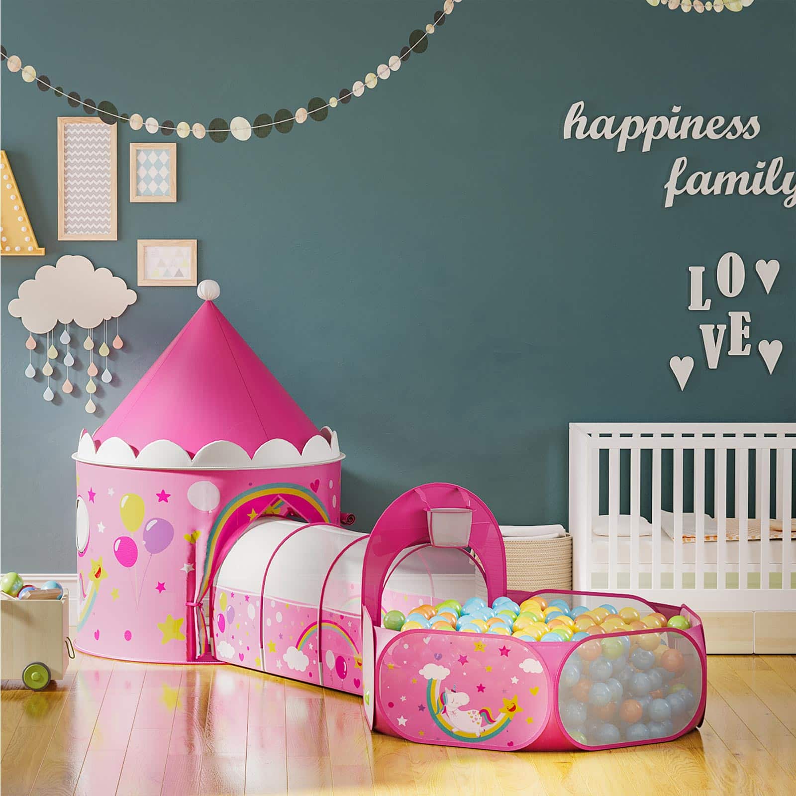 3-in-1 Spielzelt für Kinder Pink-LPT701P01