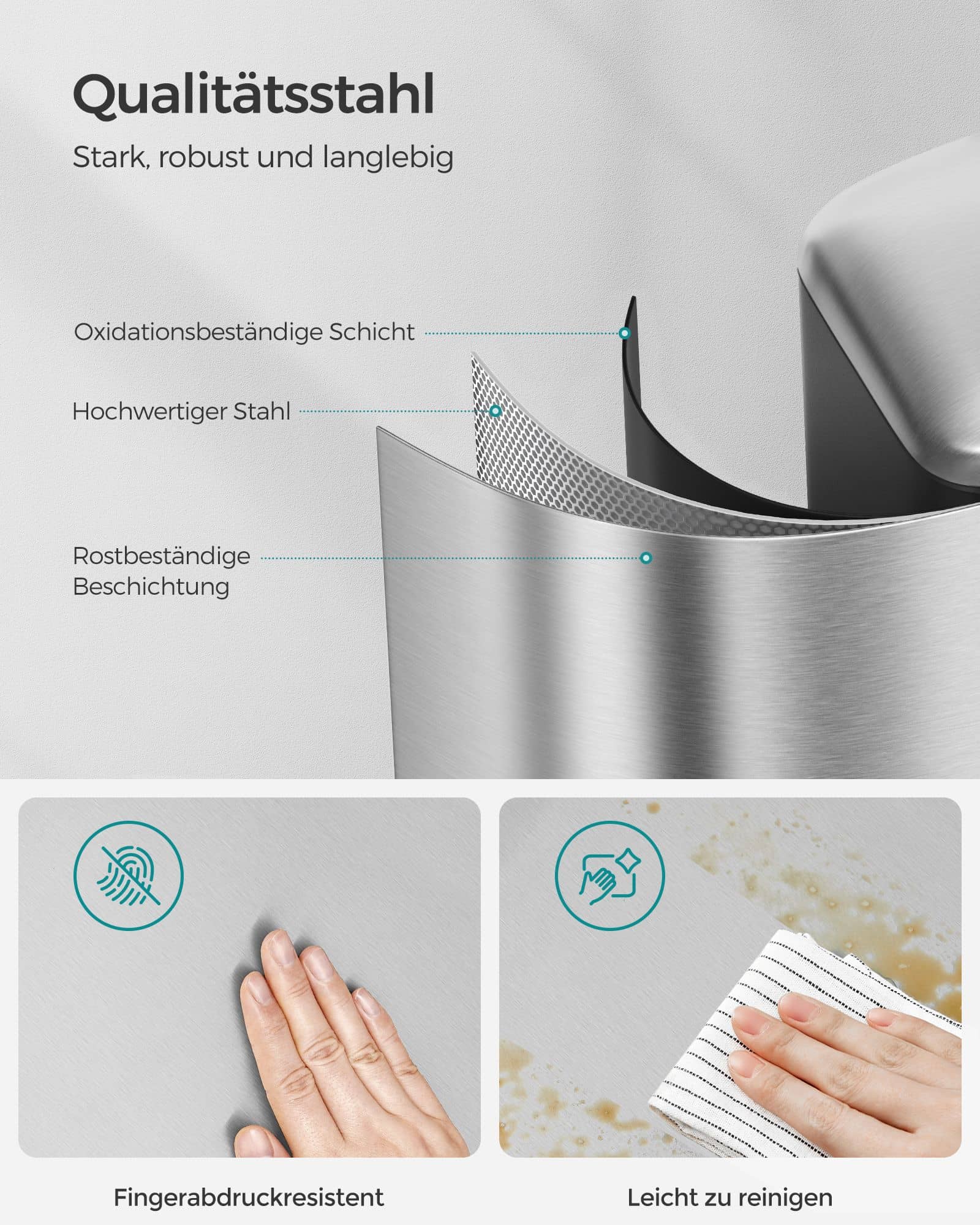 Mülleimer 30 L Edelstahl-LTB01L Mülleimer 30 L Edelstahl-LTB01L