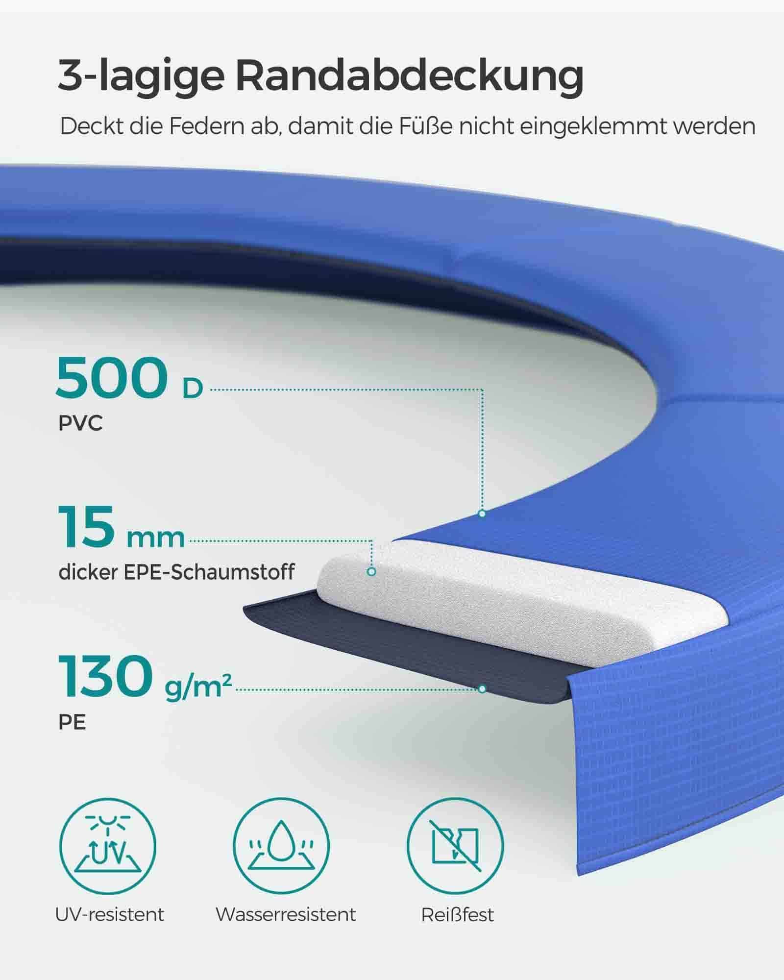 Trampolin Ø 427 cm mit innenliegendem Netz schwarz-blau