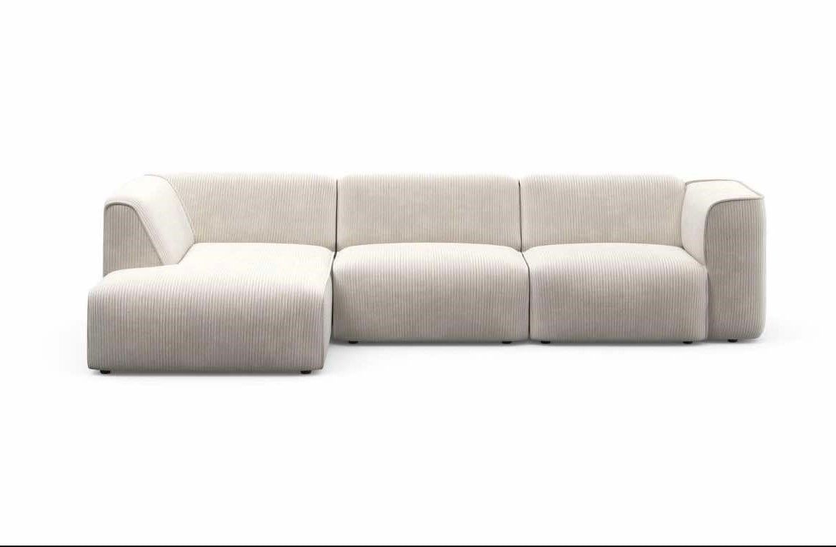 Ecksofa Maddox Beige – Modernes & Bequemes Sofa mit Feincord-Bezug, Wellenunterfederung & Kedernaht Ecksofa Maddox Beige – Modernes & Bequemes Sofa mit Feincord-Bezug, Wellenunterfederung & Kedernaht