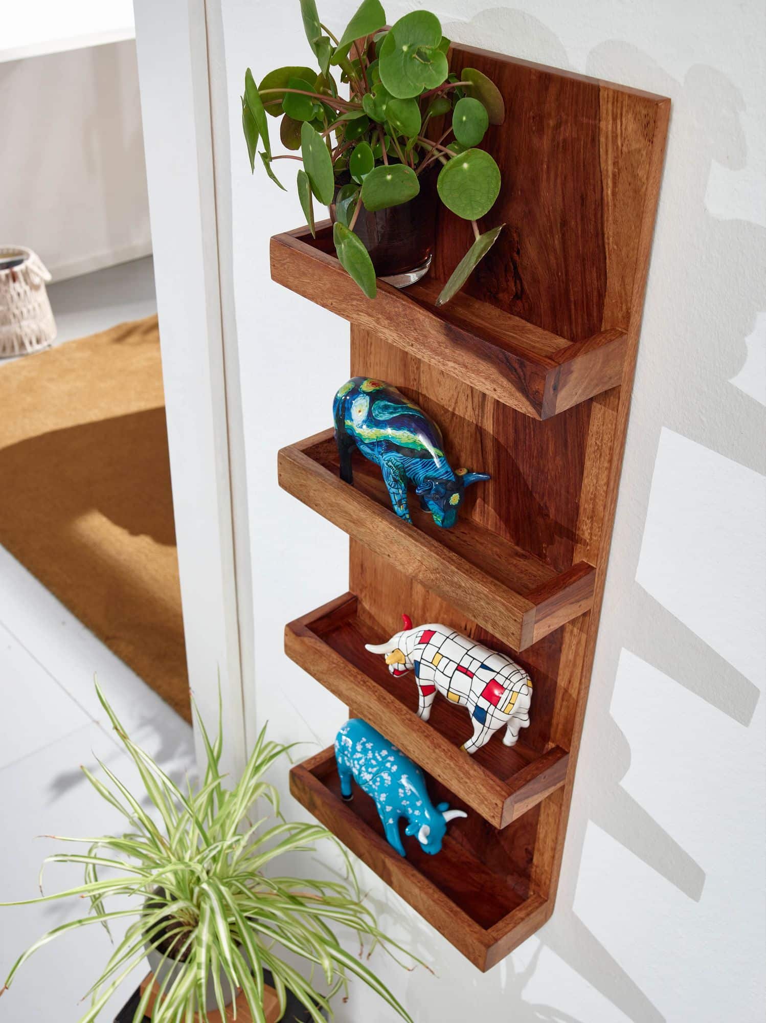 Wandregal 30x80x10 cm Sheesham Massivholz Hängeregal Modern Schwebend Wandregal 30x80x10 cm Sheesham Massivholz Hängeregal Modern Schwebend