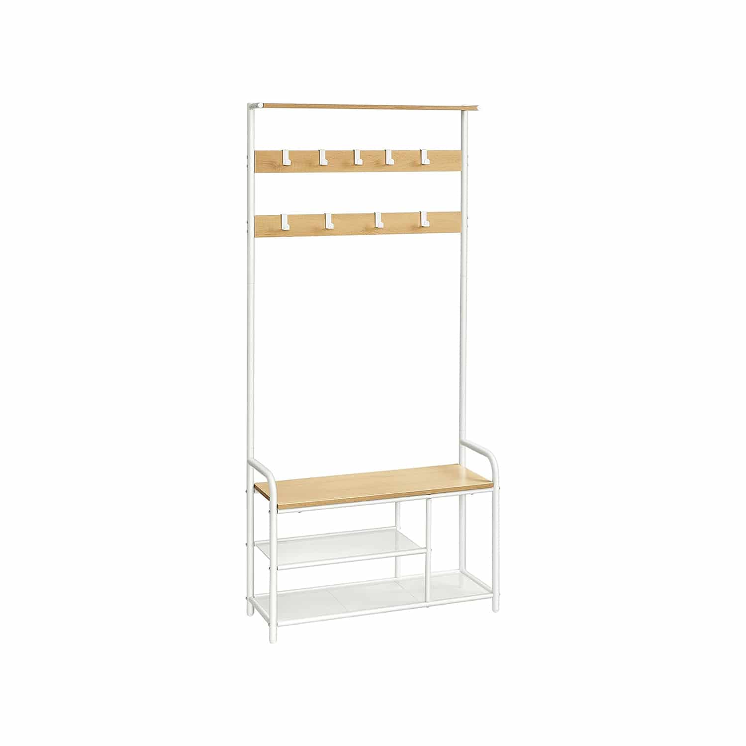 Garderobenständer mit 9 Haken 30 x 85 x 180,5 cm eichenfarben-weiß