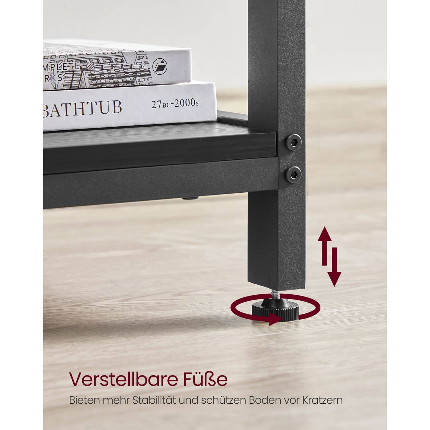 Schreibtisch L-förmig mit 2 Ablagen schwarz mit Holzmaserung-LWD072B56 Schreibtisch L-förmig mit 2 Ablagen schwarz mit Holzmaserung-LWD072B56